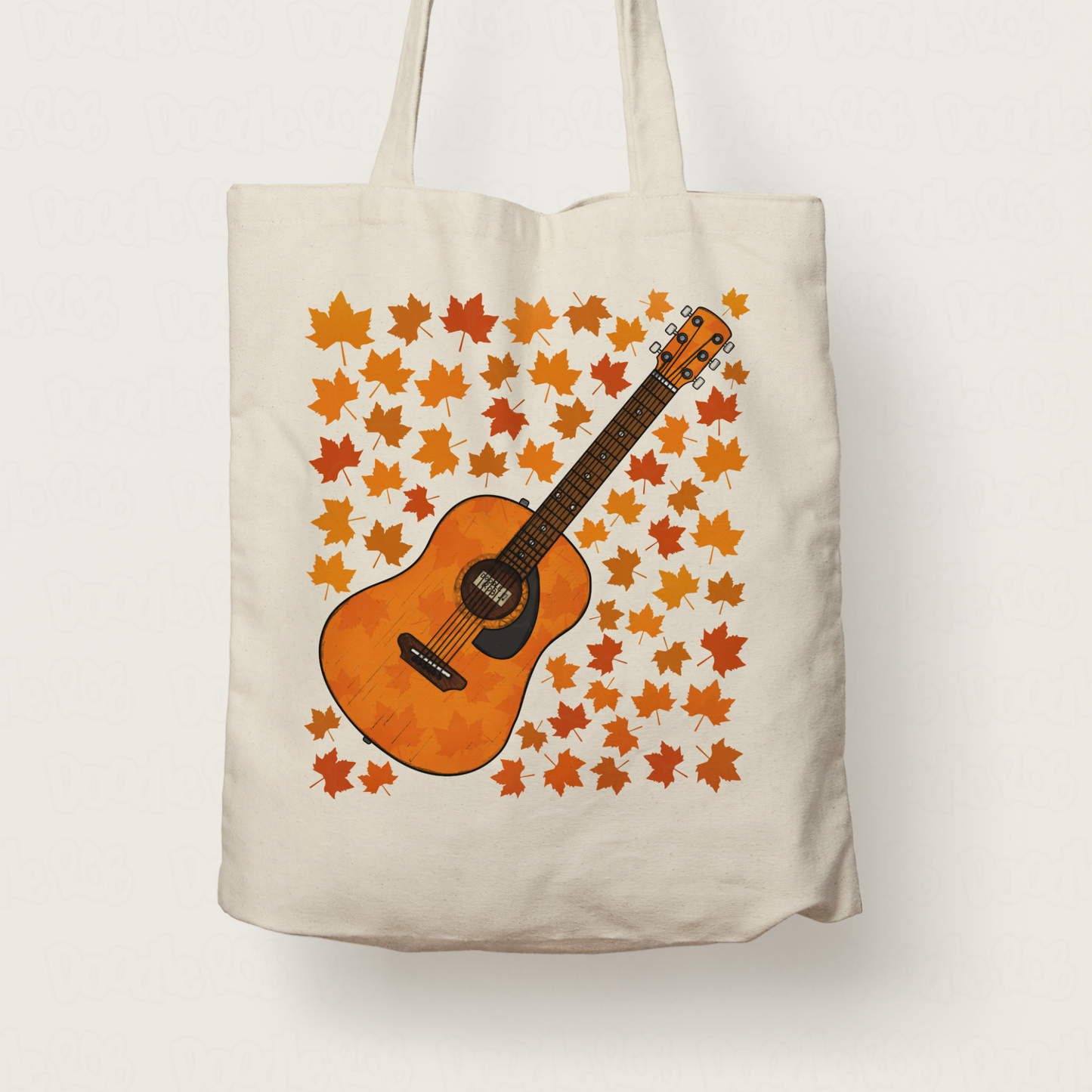 Autumn Acoustic Guitar Tote Bag (Leaves) - Guitarist Gift - Gift For Fall or Thanksgiving