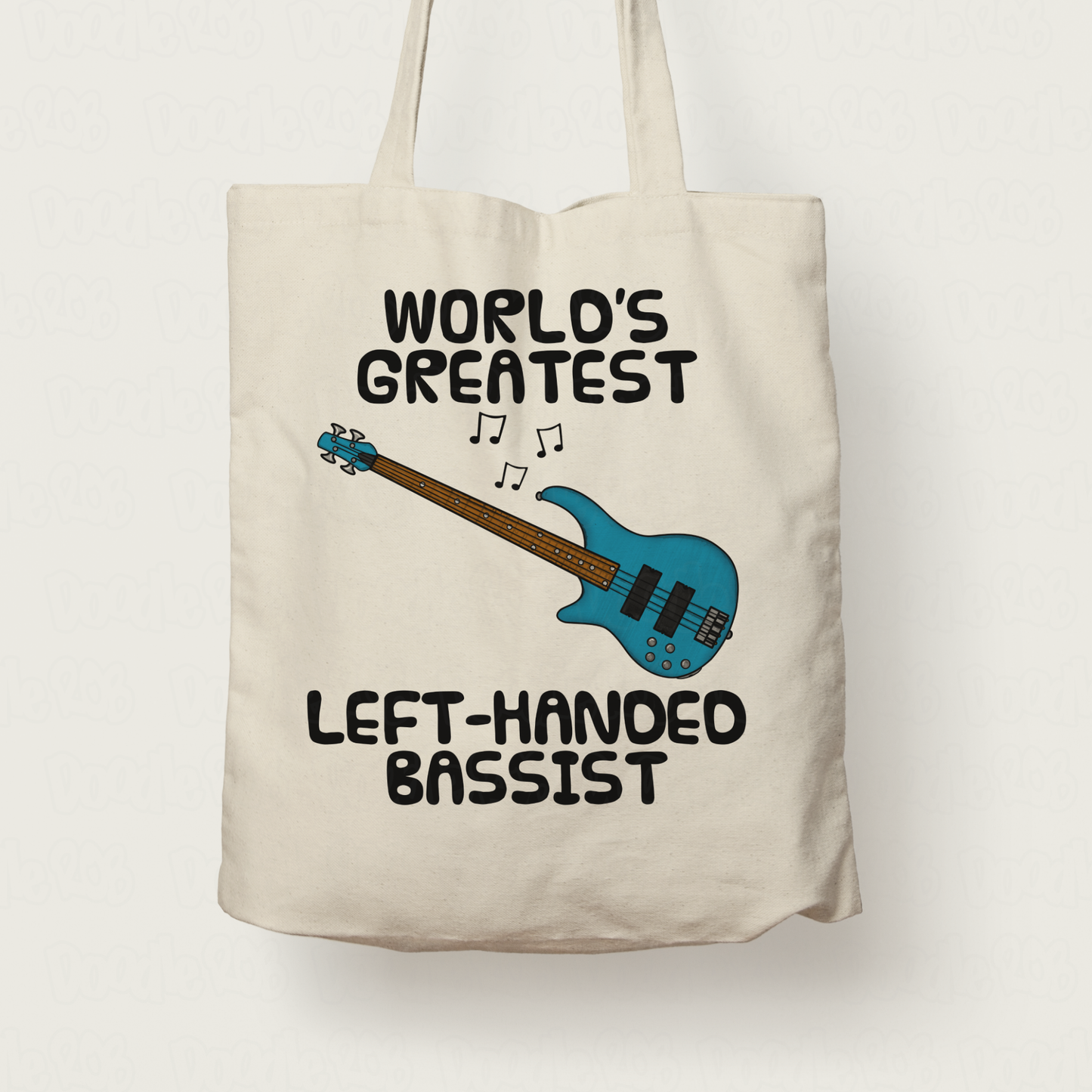 Left Handed Bass Guitar Tote Bag - World's Greatest Left-Handed Bassist - Gift For Lefty Musician