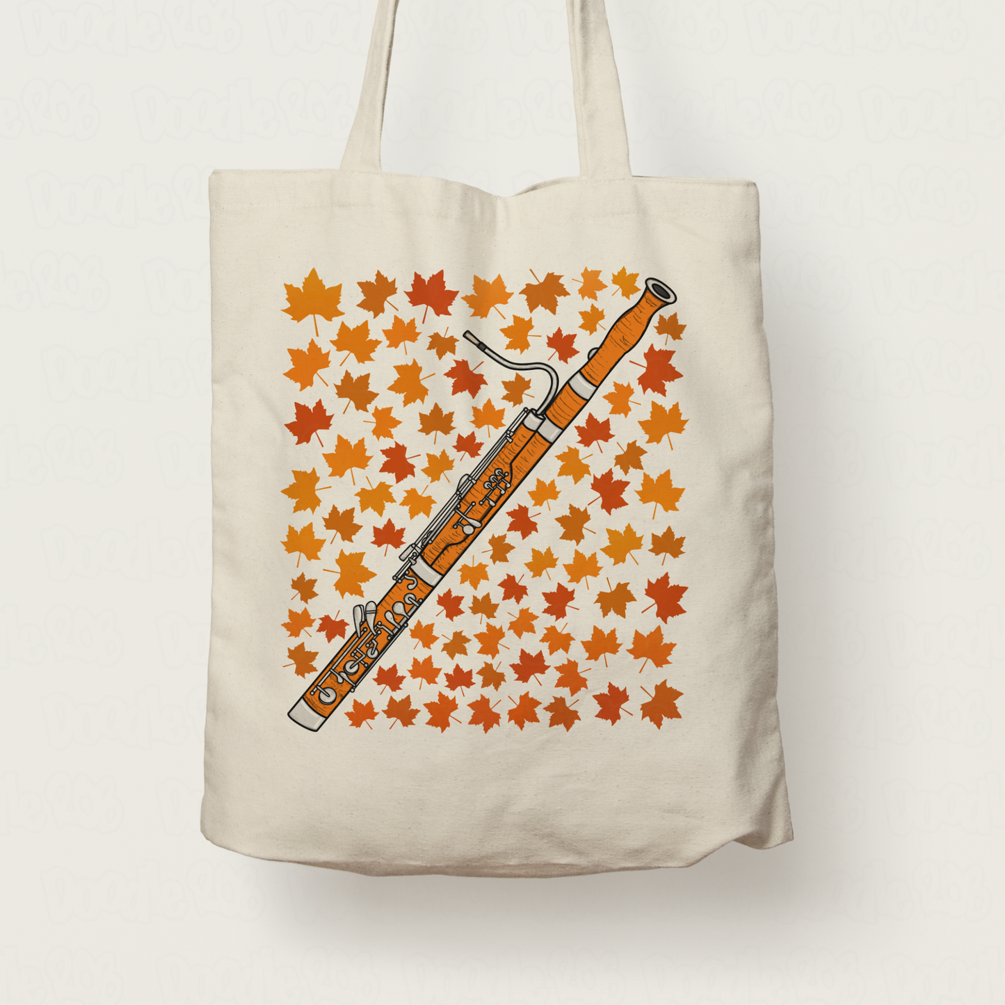 Autumn Bassoon Tote Bag (Leaves) - Gift For Bassoonist - Woodwind Musician Gift For Fall or Thanksgiving