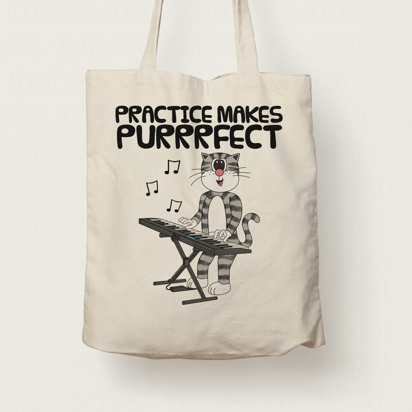 Cat Piano Tote Bag - Cat Playing Keyboard - Funny Pianist Gift - Keyboard Teacher Tote Bag