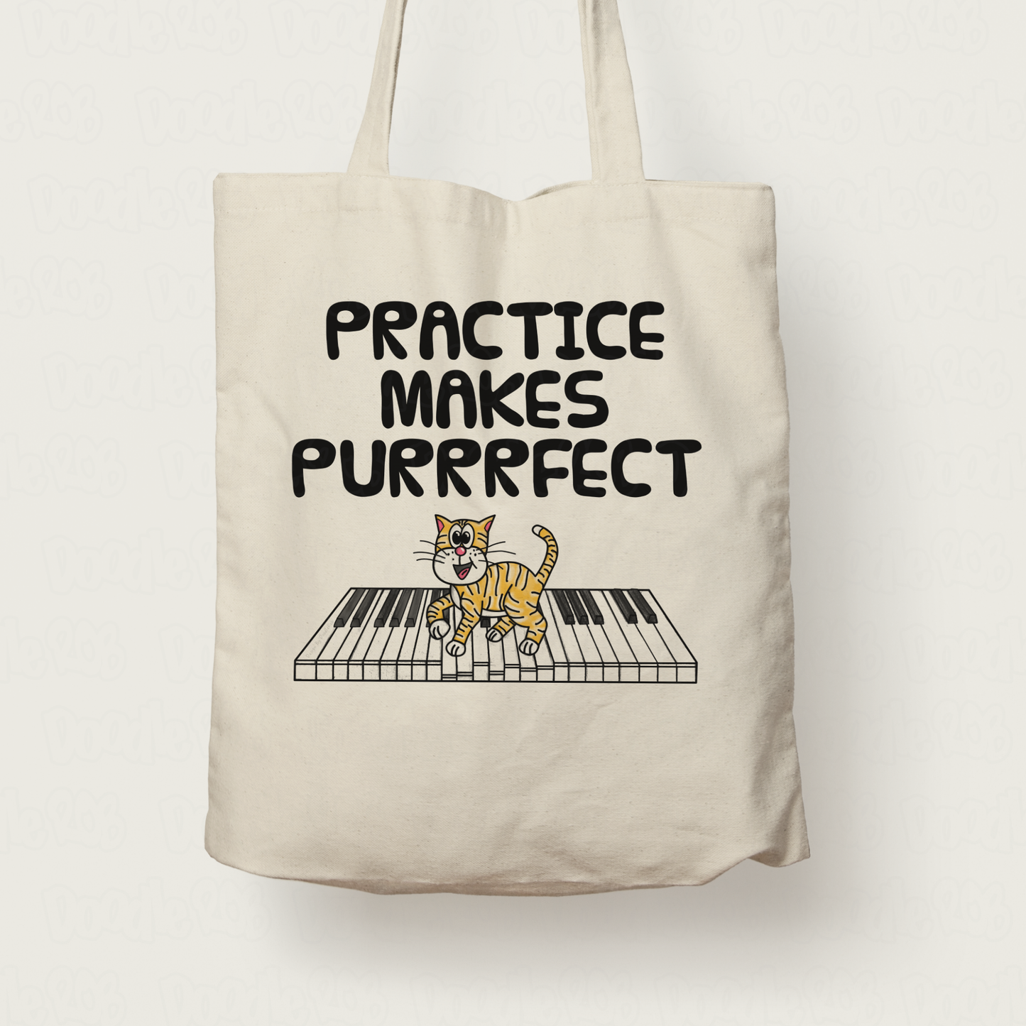Cat Piano Tote Bag - Practice Makes Purrrfect - Pianist Tote Bag - Music Teacher Gift