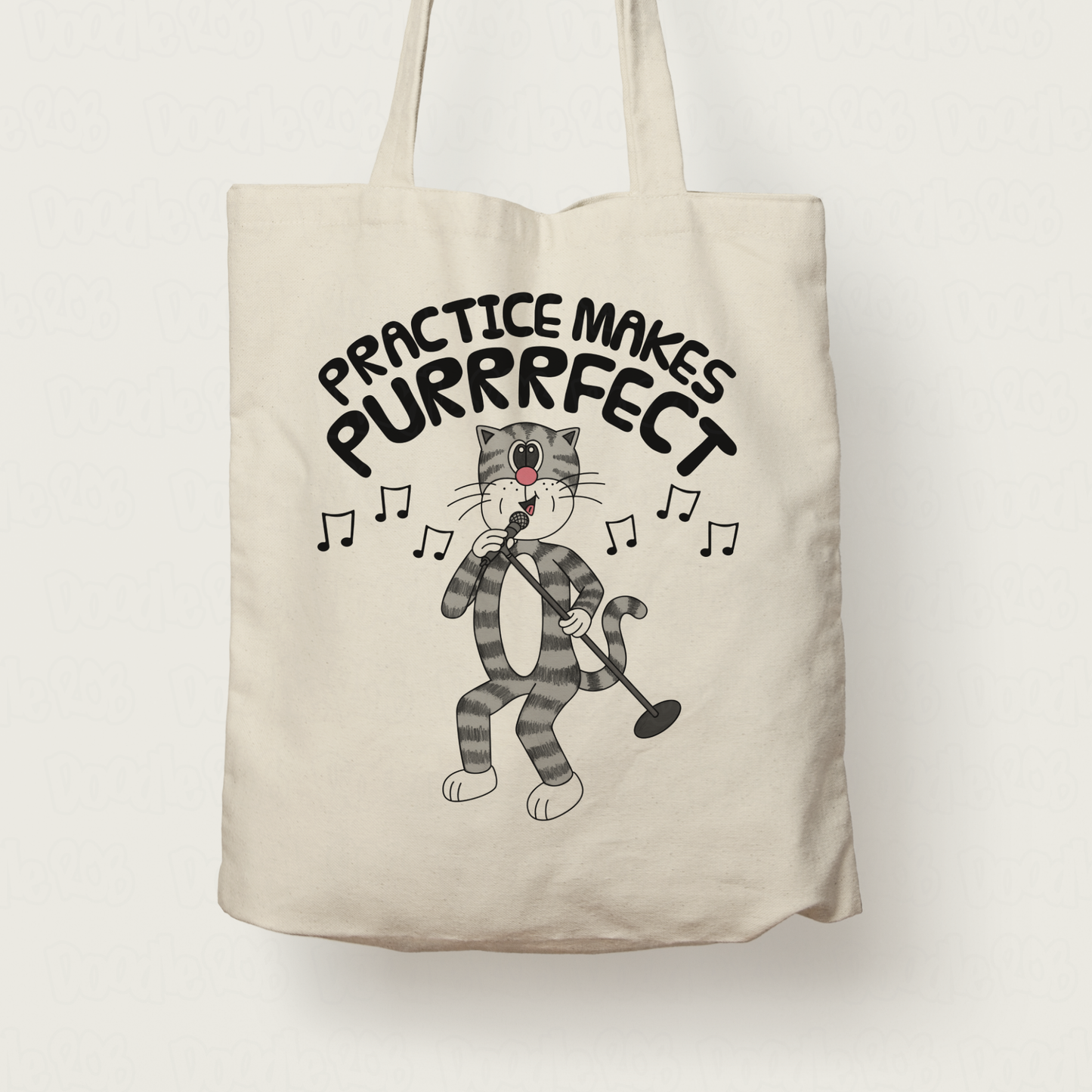 Cat Singer Tote Bag - Practice Makes Purrrfect - Funny Gift For Vocalist - Singing Teacher Gift