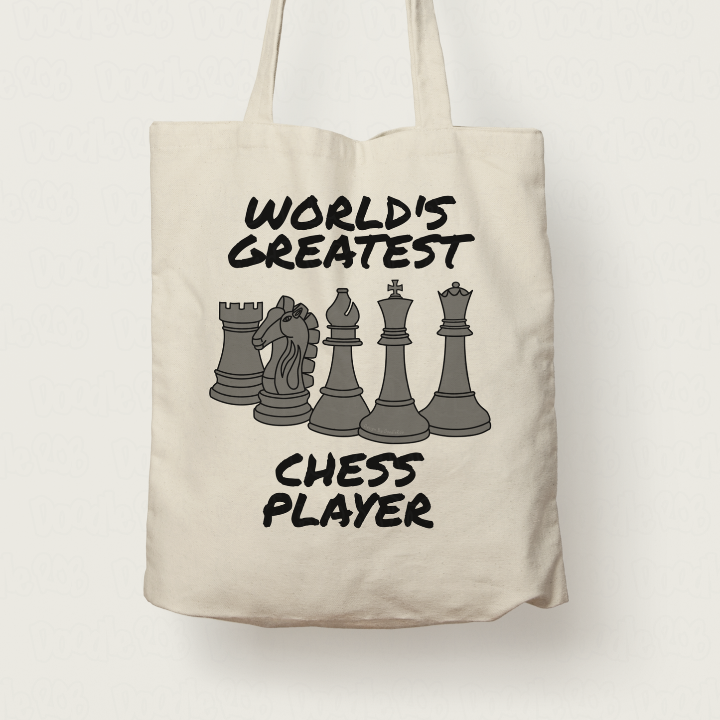 Funny Chess Tote Bag (Dark Pieces) - World's Greatest Chess Player - Chess Teacher Gift