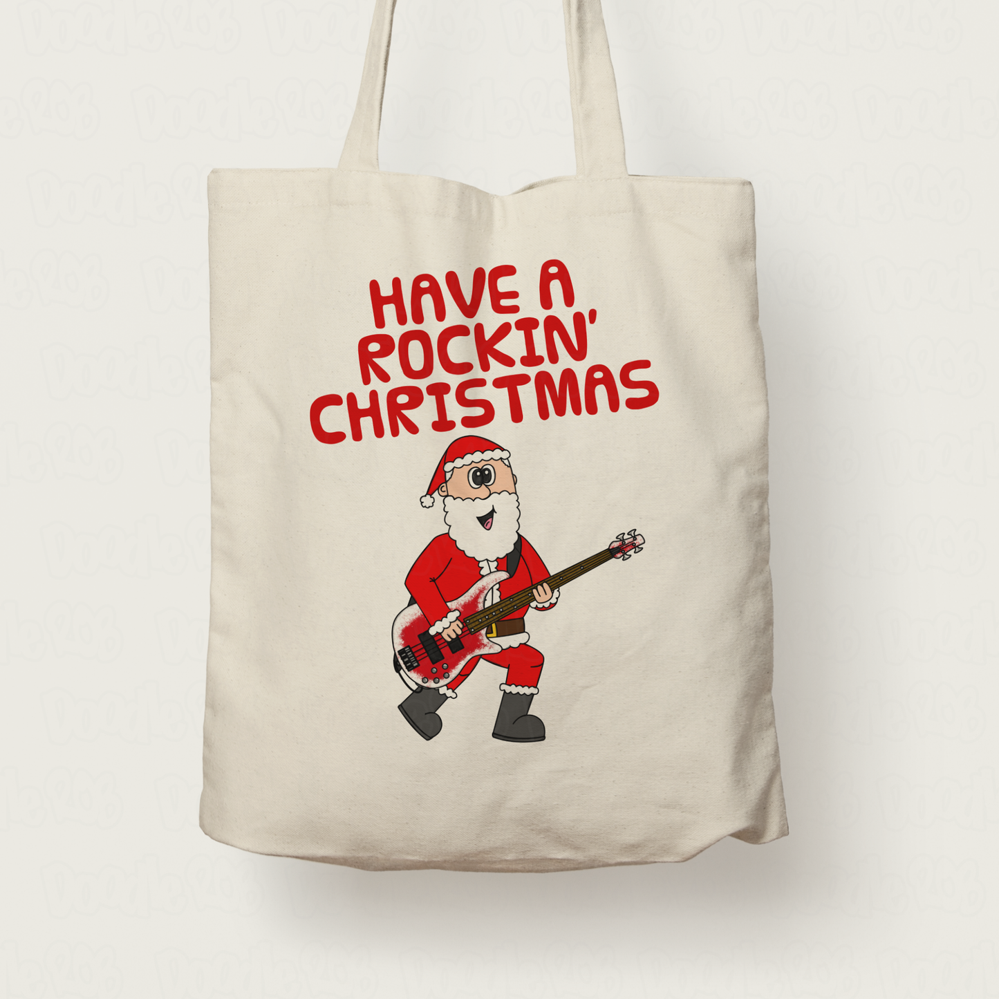 Bass Guitarist Christmas Tote Bag - Santa Playing Bass Guitar - Bassist Xmas Gift