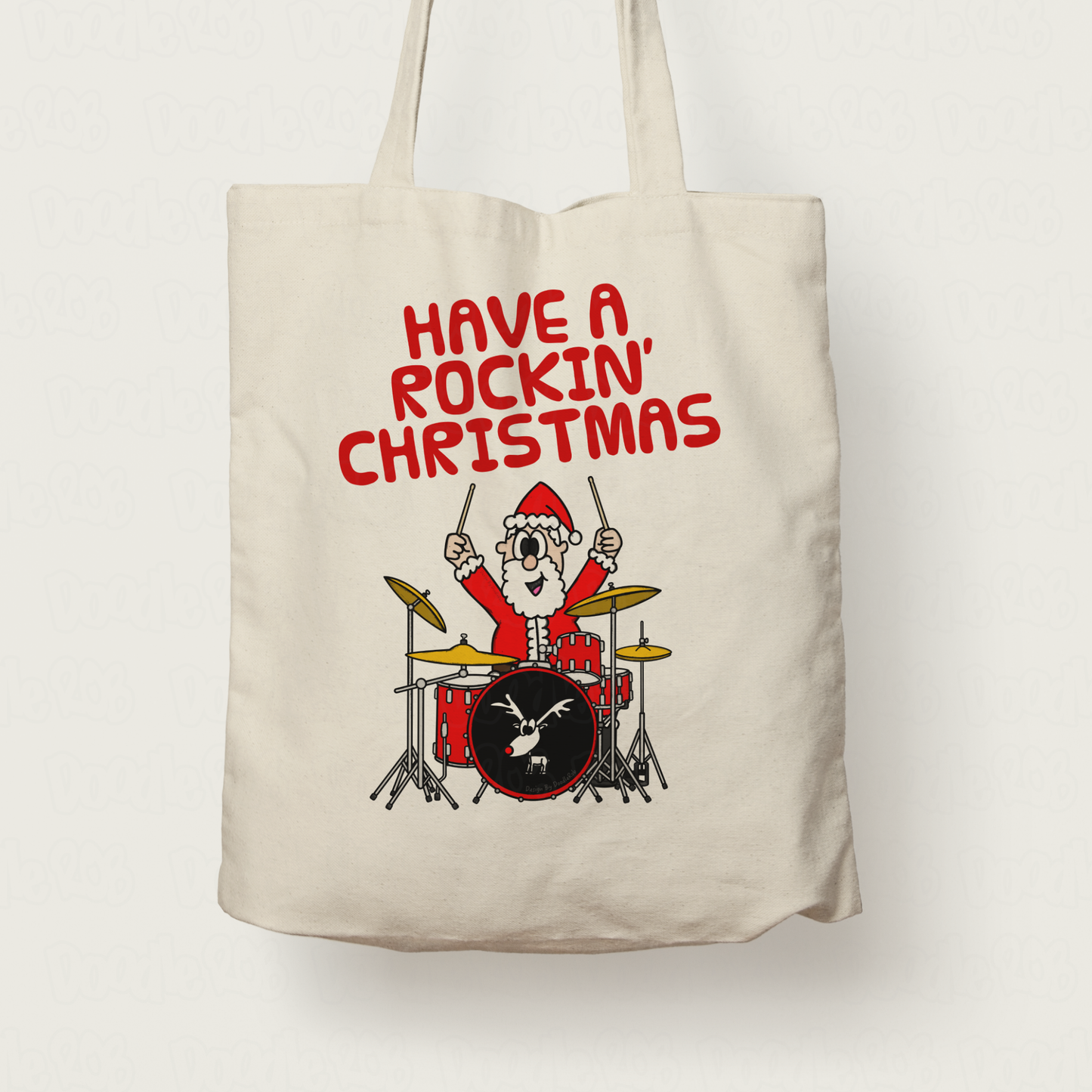 Drummer Christmas Tote Bag - Santa Playing Drums - Drum Teacher Xmas Gift