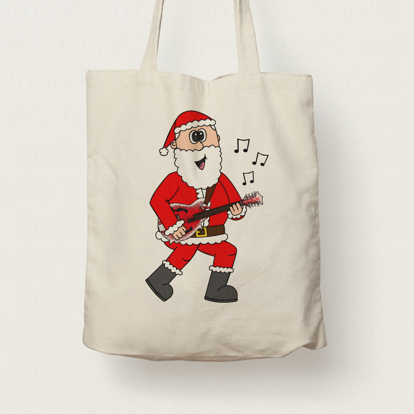 Mandolin Christmas Tote Bag - Santa Playing Mandolin - Mandolinist Folk Musician Xmas Gift