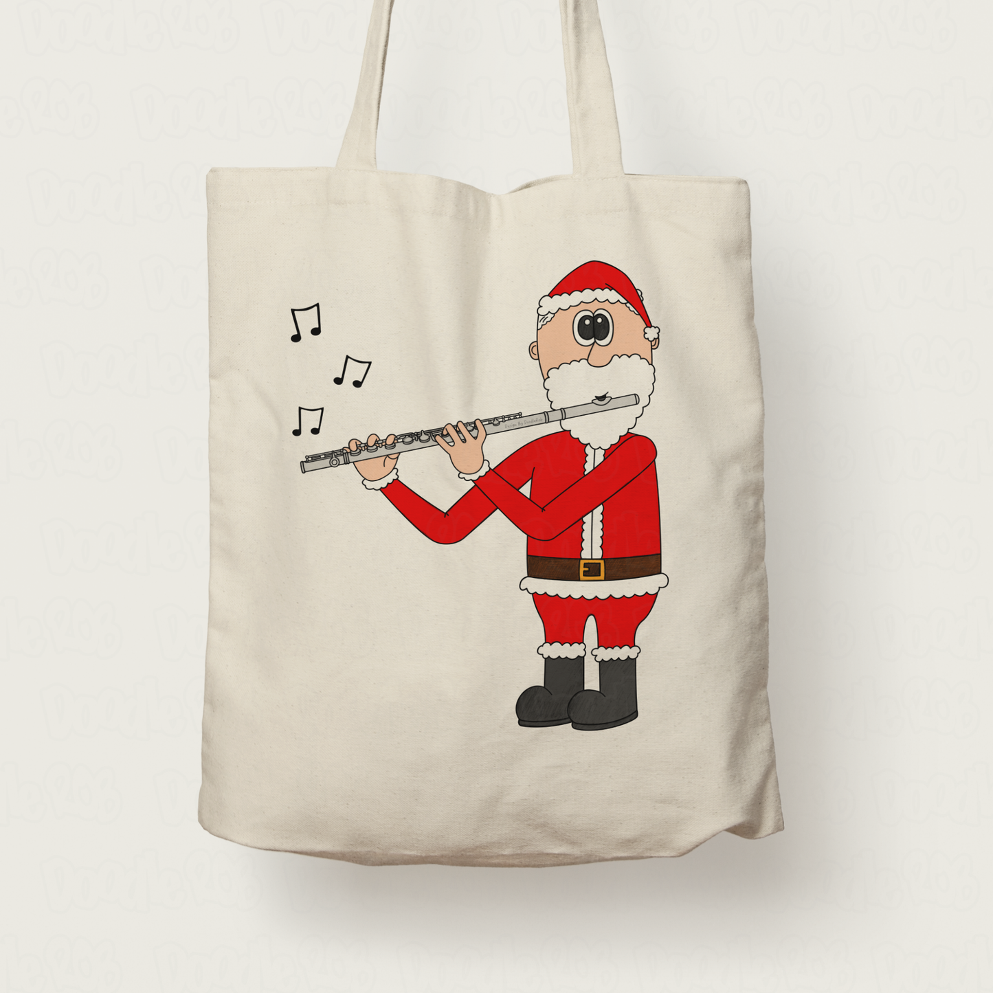 Flute Christmas Tote Bag - Santa Playing Flute - Gift For Flautist - Woodwind Musician Gift