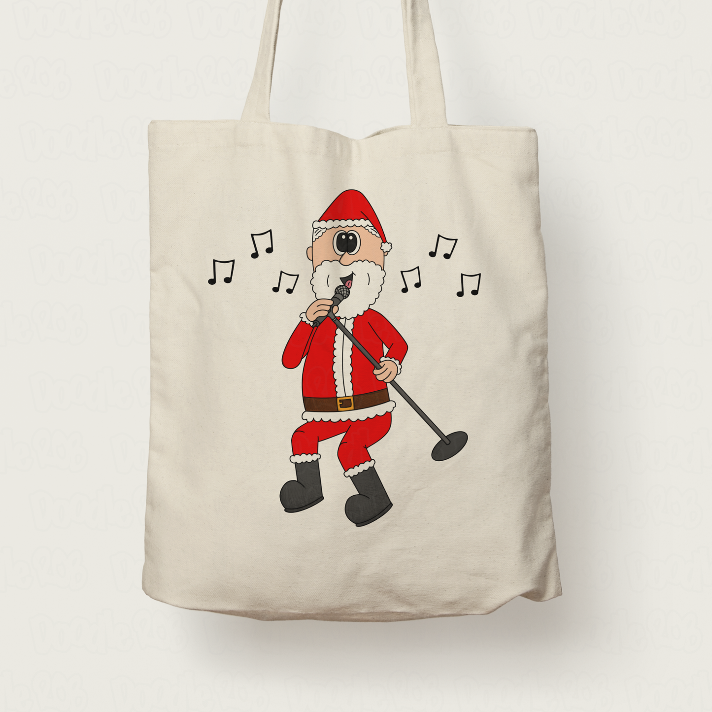 Singer Christmas Tote Bag - Santa Singing With A Microphone - Music Teacher Xmas Gift
