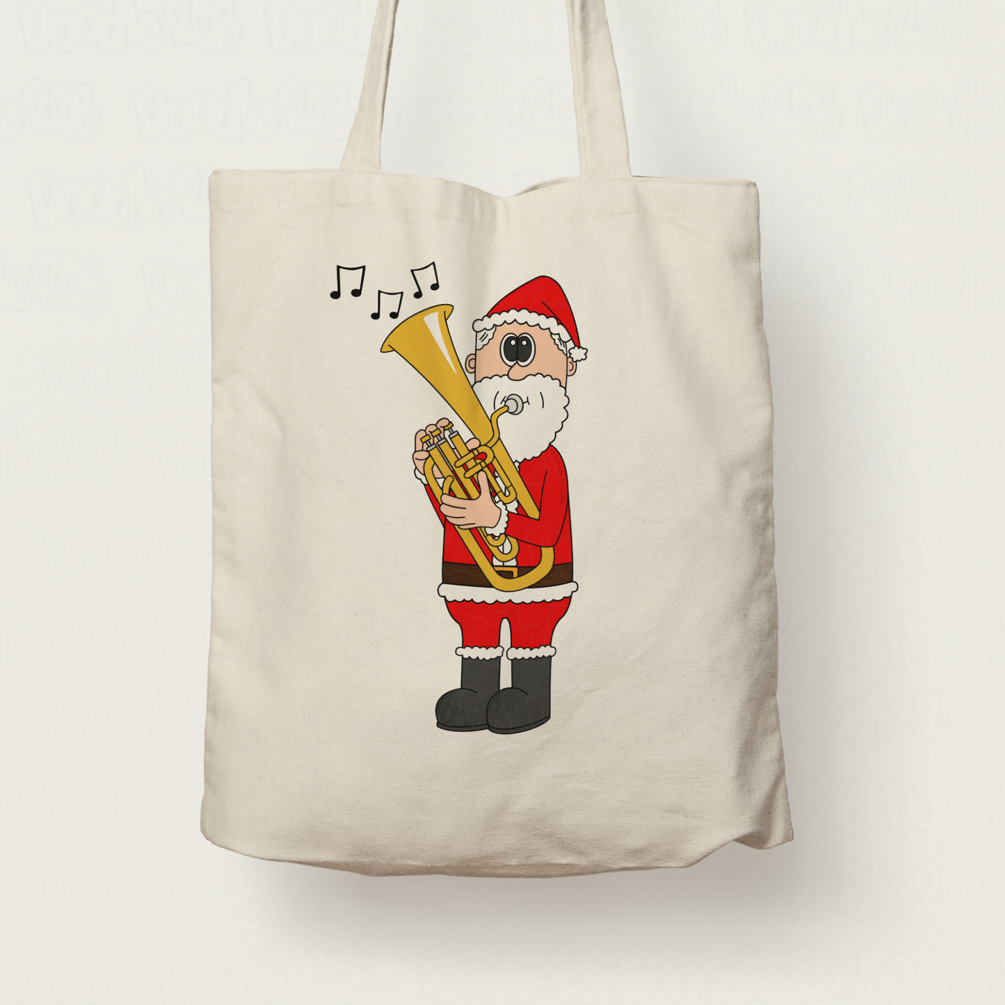 Tenor Horn Christmas Tote Bag - Santa Playing Tenor Horn - Gift For Horn Player - Brass Musician Xmas Gift