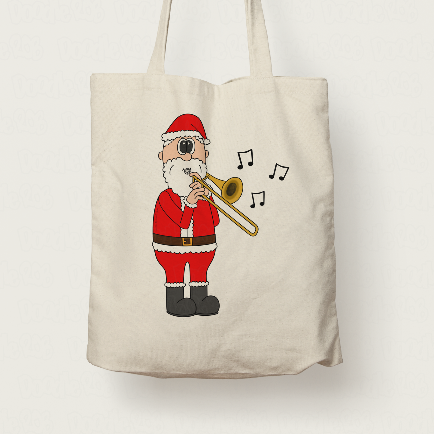 Santa Playing Trombone Christmas Tote Bag - Gift For Trombonist - Brass Musician Xmas Gift