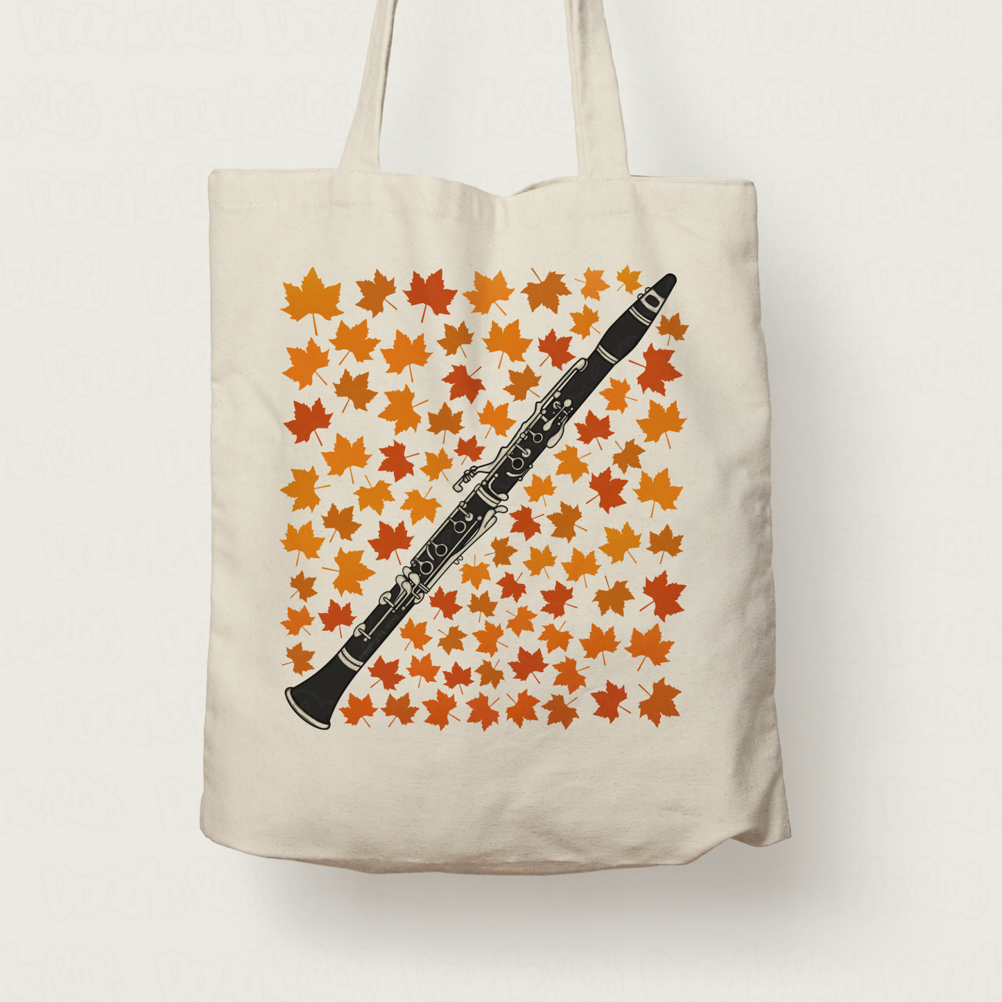 Autumn Clarinet Tote Bag (Leaves) - Gift For Clarinetist - Woodwind Musician Gift For Fall or Thanksgiving