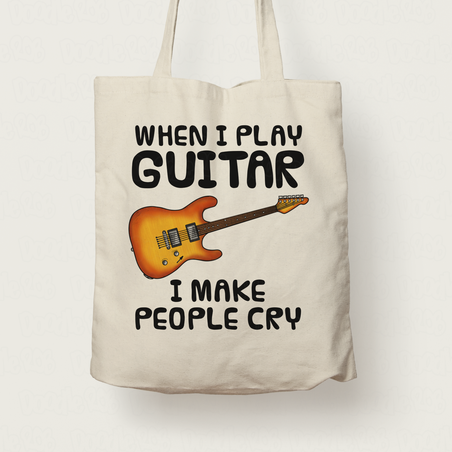 Funny Electric Guitar Tote Bag - When I Play Guitar, I Make People Cry - Guitarist Musician Gift