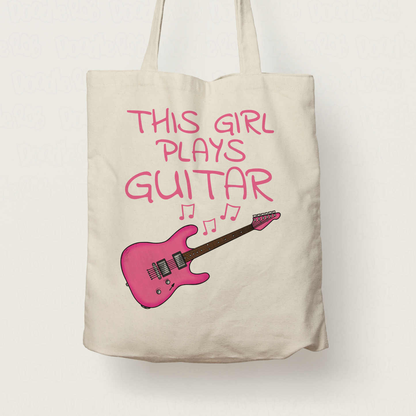 Pink Electric Guitar Tote Bag - This Girl Plays Guitar - Female Guitarist Gift - Guitar Gift For Girl