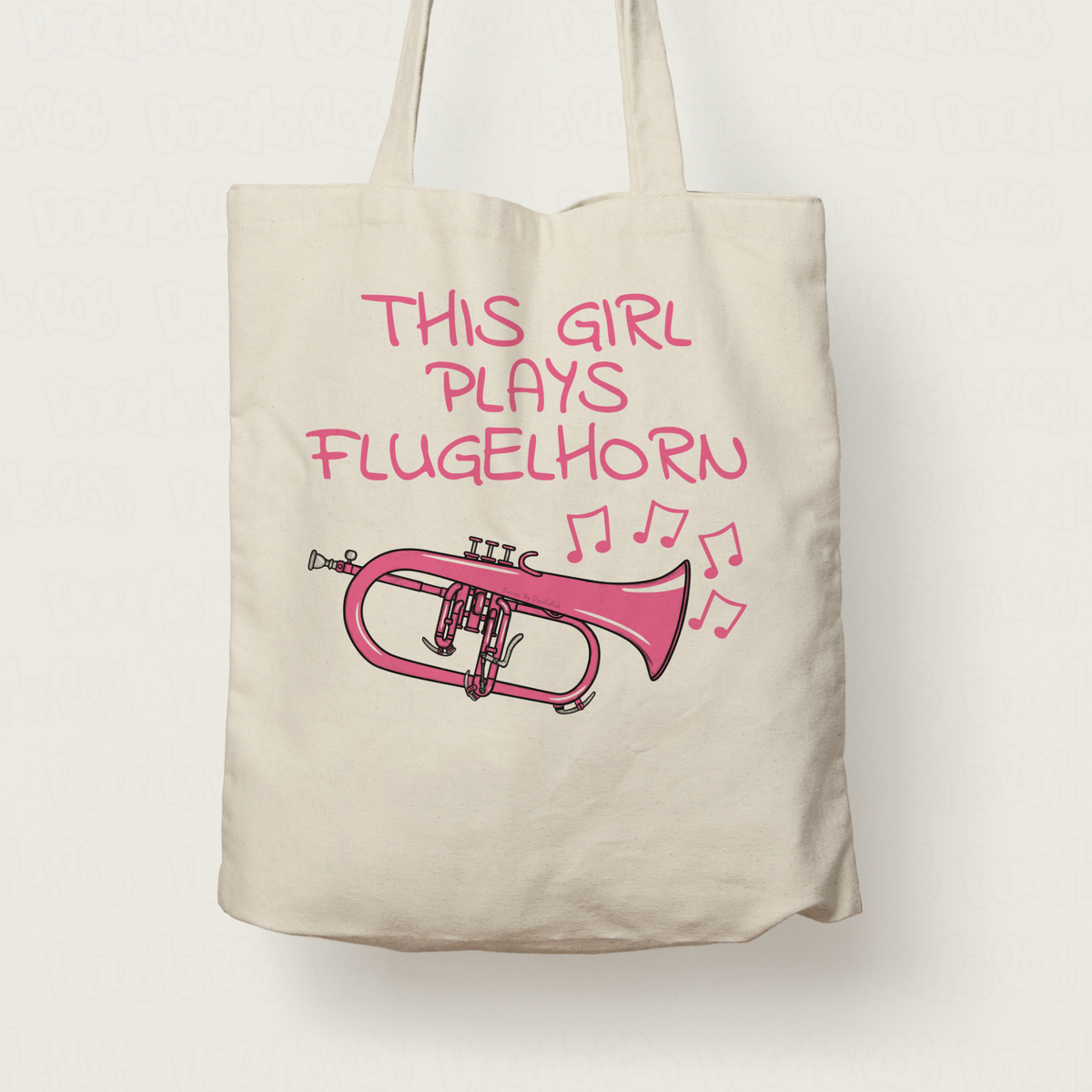 Pink Flugelhorn Tote Bag - This Girl Plays Flugelhorn - Female Brass Musician Gift