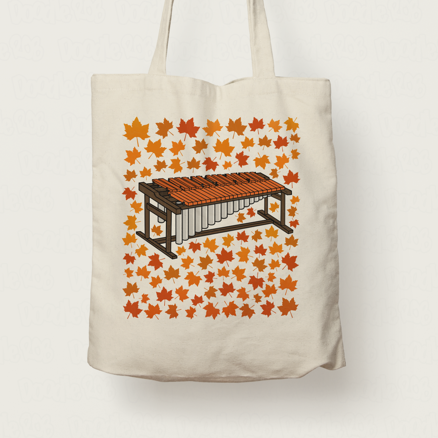 Autumn Marimba Tote Bag (Leaves) - Gift For Percussionist - Musician Gift For Fall or Thanksgiving