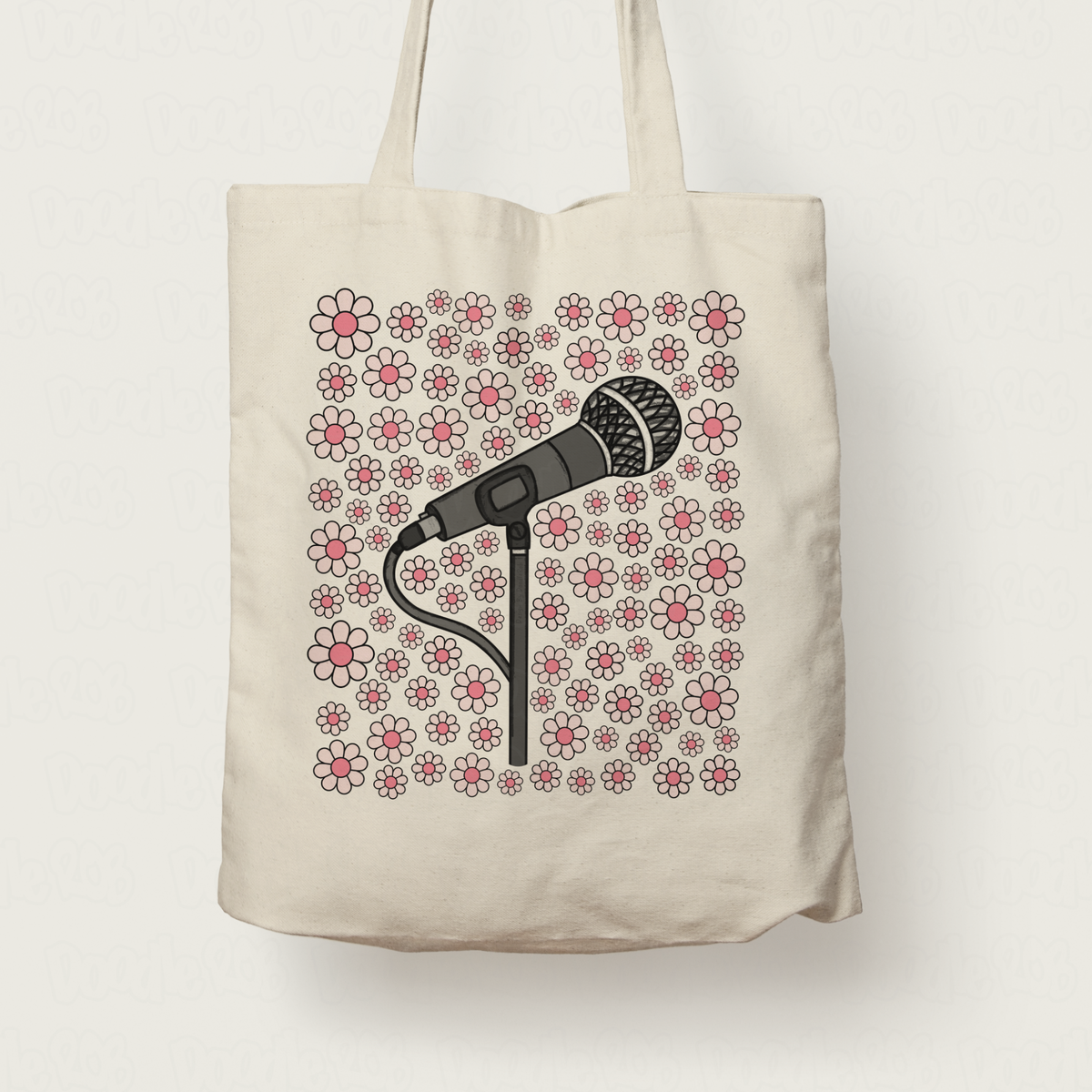 Singer Floral Tote Bag (Pink Flowers) - Female Vocalist - Musician Gift For Girl