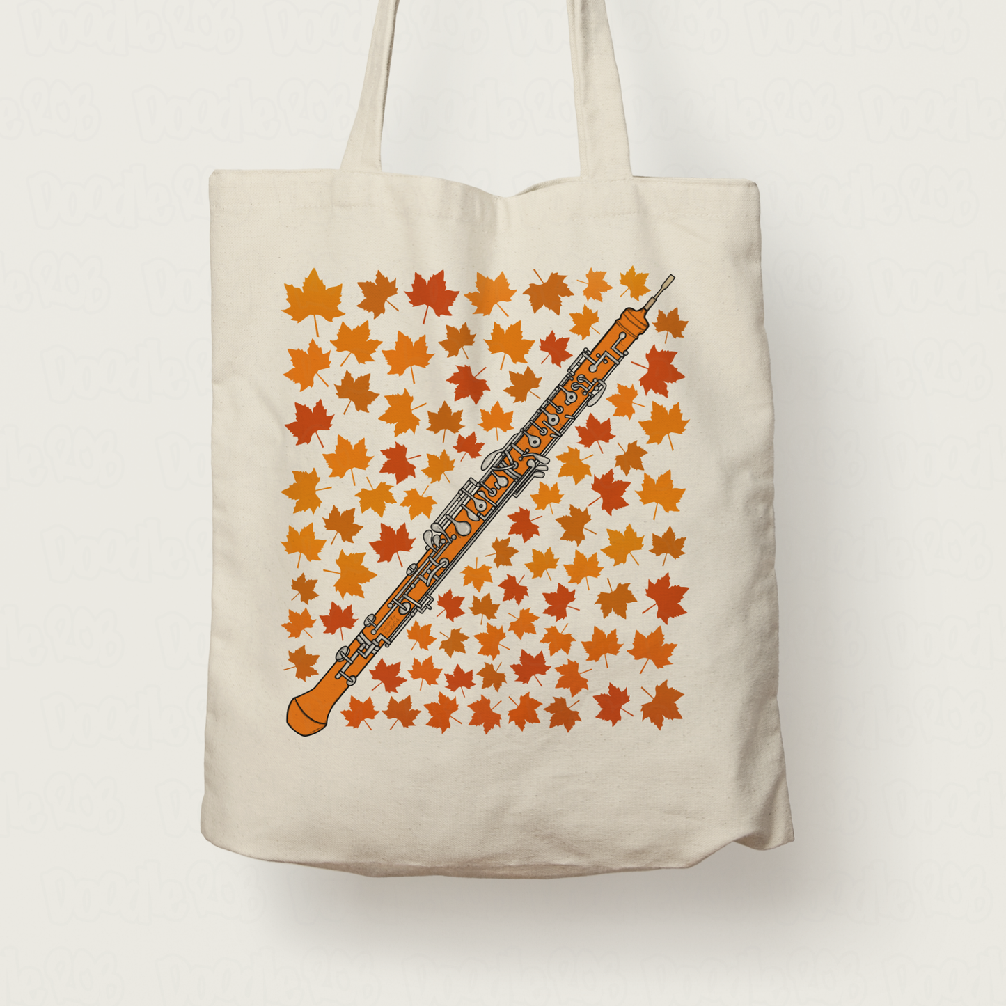 Autumn Oboe Tote Bag (Leaves) - Gift For Oboist - Woodwind Musician Gift For Fall or Thanksgiving