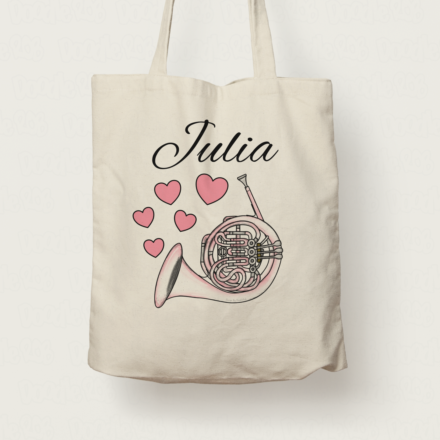 French Horn Wedding Personalised Tote Bag - Brass Musician Custom Gift