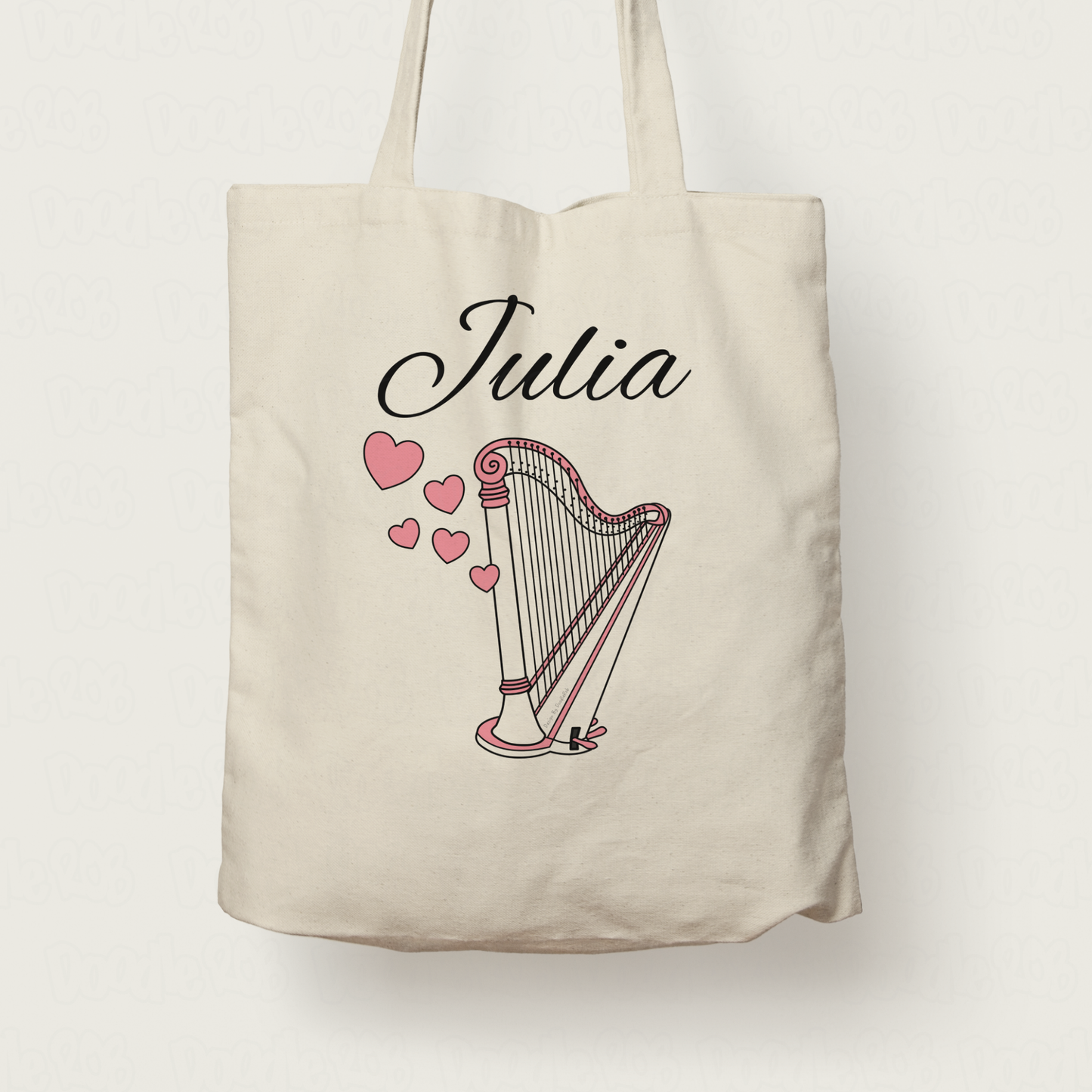 Harp Wedding Personalised Tote Bag - Harpist String Musician Custom Gift