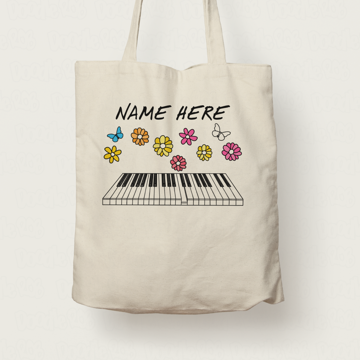 Floral Piano Personalised Tote Bag - Pianist Custom Gift - Piano Gift For Her