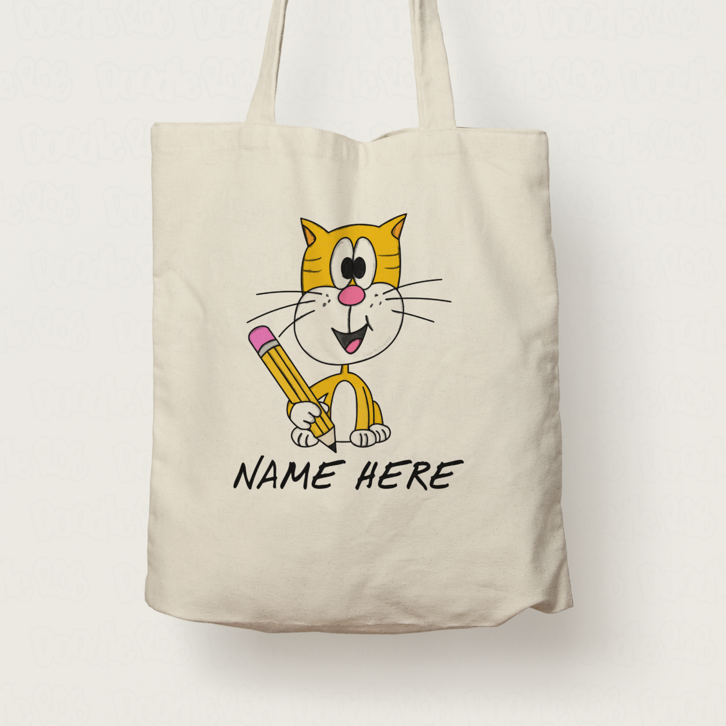 School Cat Personalised Tote Bag - Custom School Tote Bag - Back To School Gift For Teacher