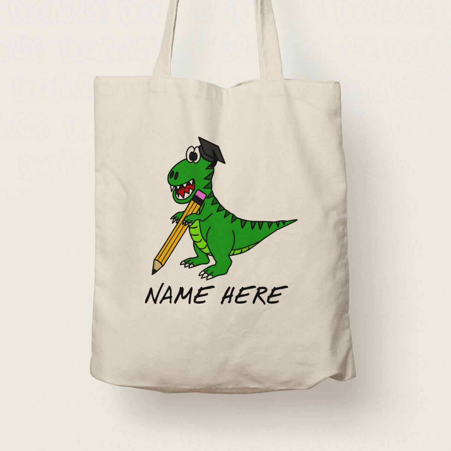 School Dinosaur Personalised Tote Bag - Custom School Tote Bag - Back To School Gift For Teacher