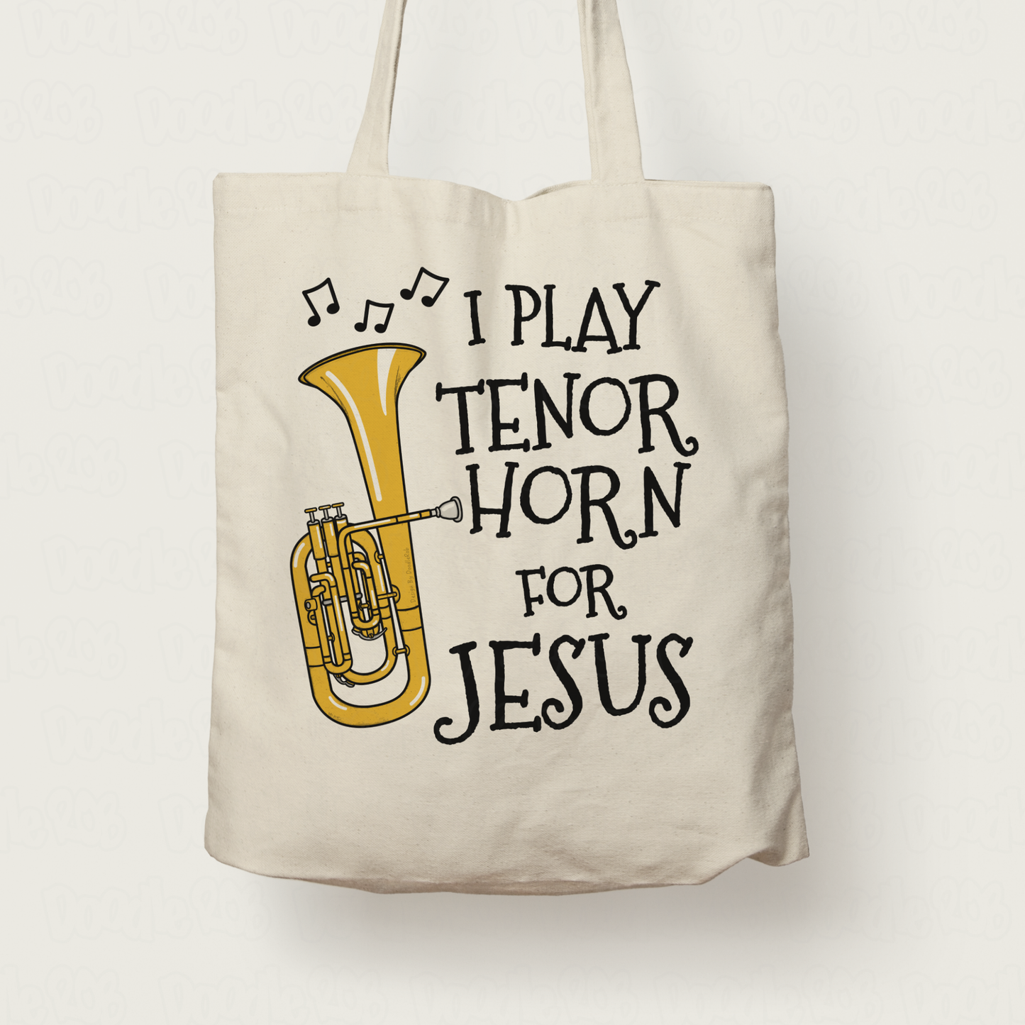 Christian Tenor Horn Tote Bag - I Play Tenor Horn For Jesus - Church Brass Musician Gift