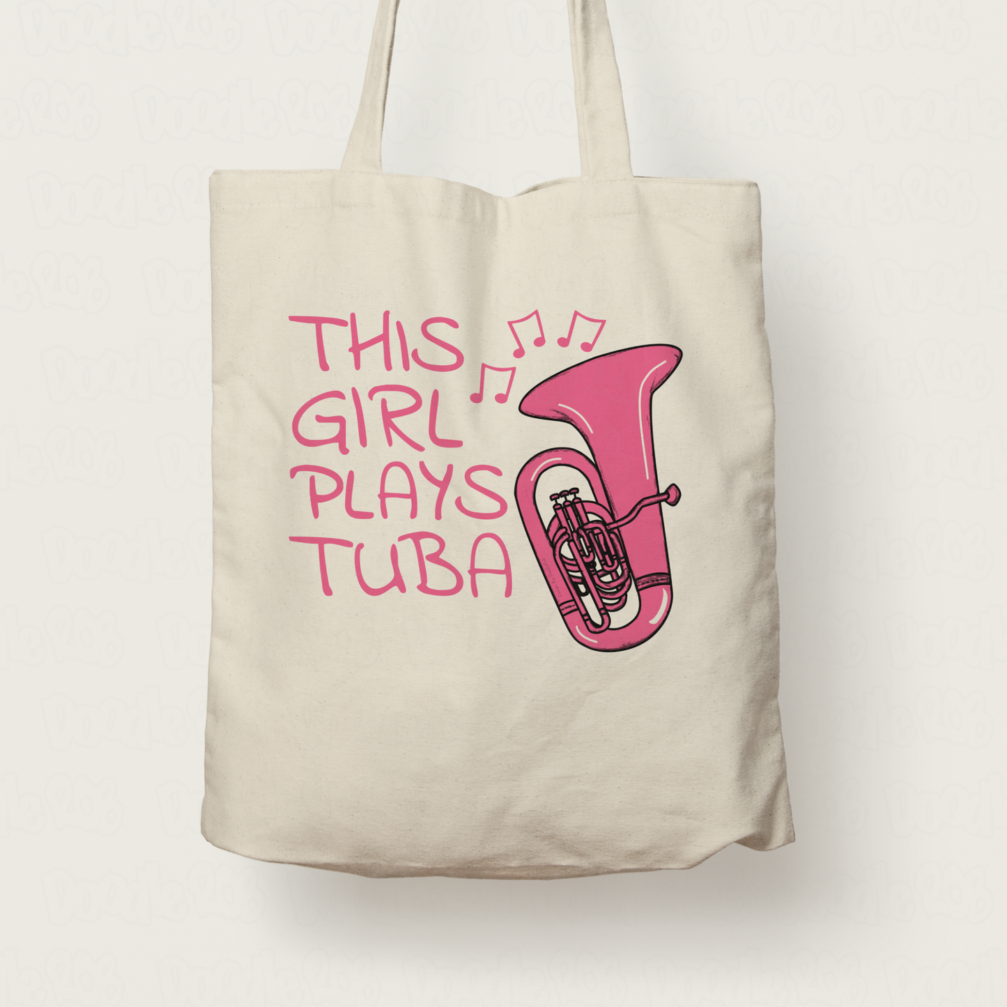 Pink Tuba Tote Bag - This Girl Plays Tuba - Female Tubaist - Brass Musician Gift For Her