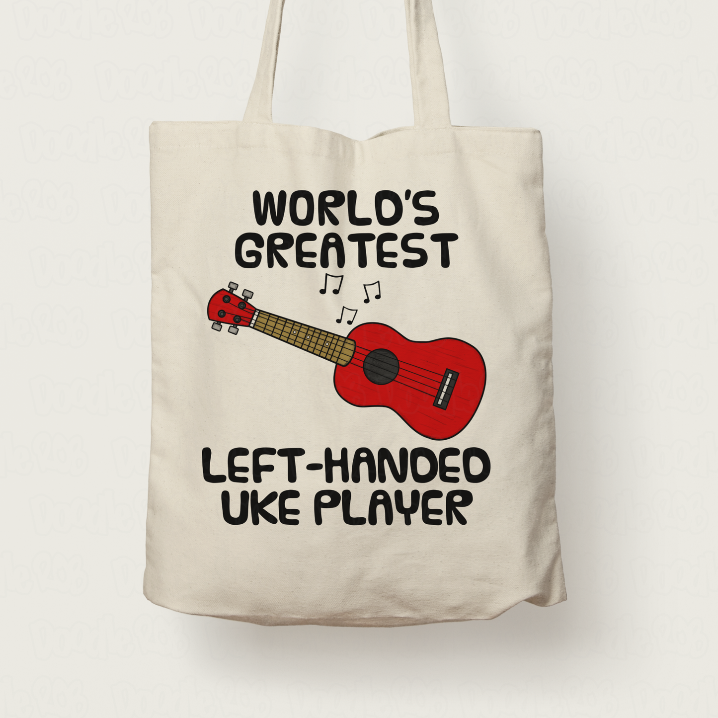 Left Handed Ukulele Tote Bag (Red) - World's Greatest Left-Handed Uke Player - Funny Gift For Uke Player
