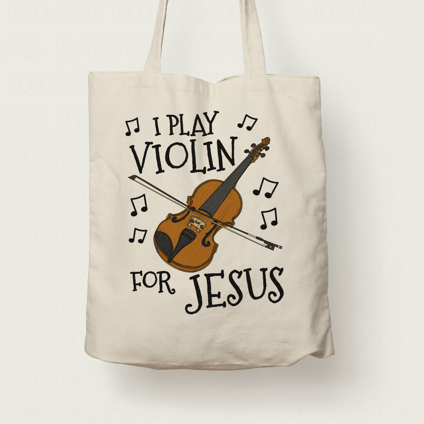 Christian Violin Tote Bag - I Play Violin For Jesus - Church Violinist Gift