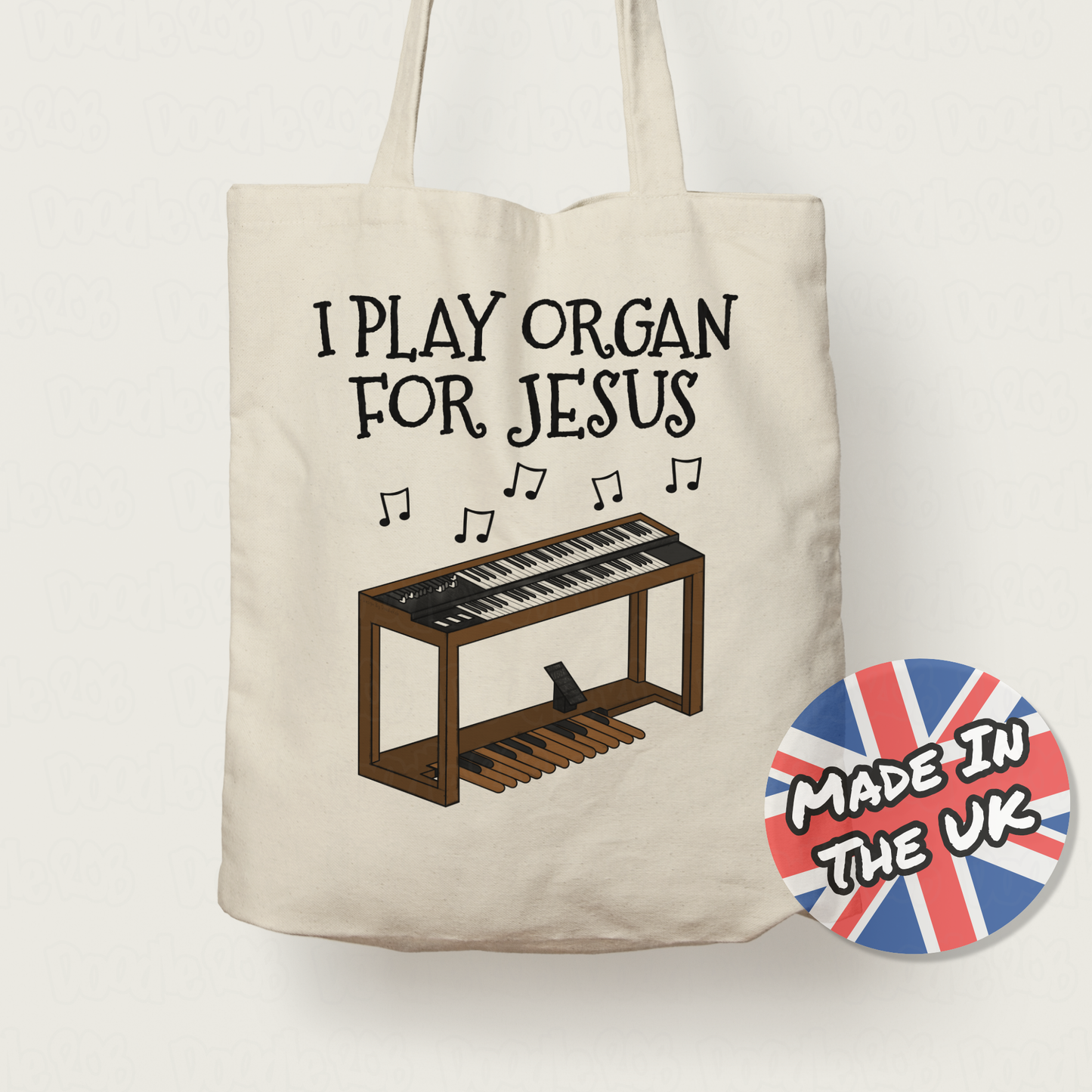 Gospel Organist Tote Bag - I Play Organ For Jesus - Gift For Keyboardist - Church Musician Gift