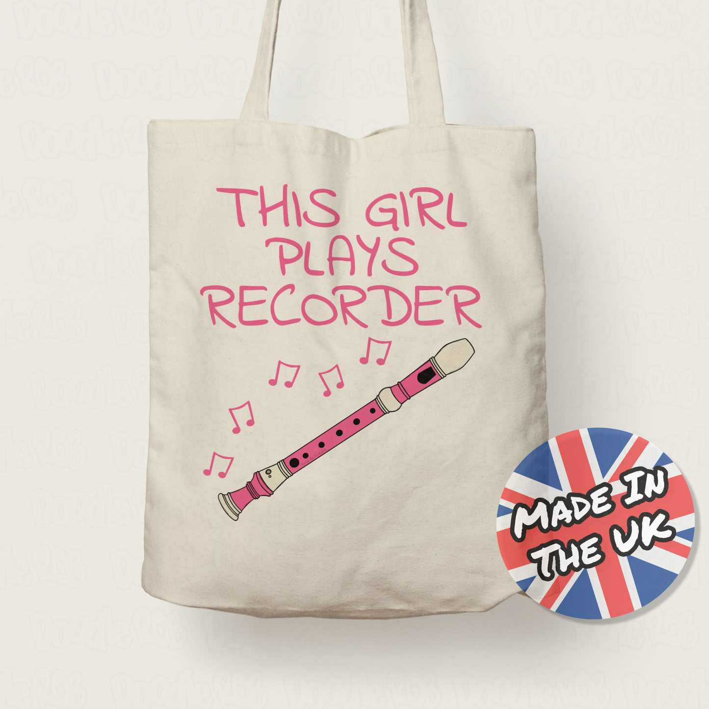 Girl's Recorder Tote Bag - This Girl Plays Recorder - Female Woodwind Musician Gift