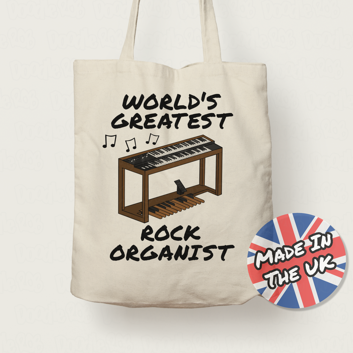 Rock Organ Tote Bag - World's Greatest Rock Organist - Gift For Keyboardist - Organ Teacher Gift