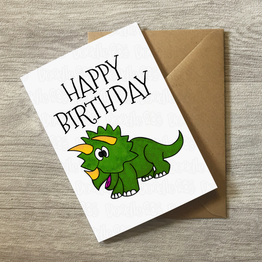 Dinosaur Birthday Card - Triceratops Birthday Card - Birthday Card For Boy