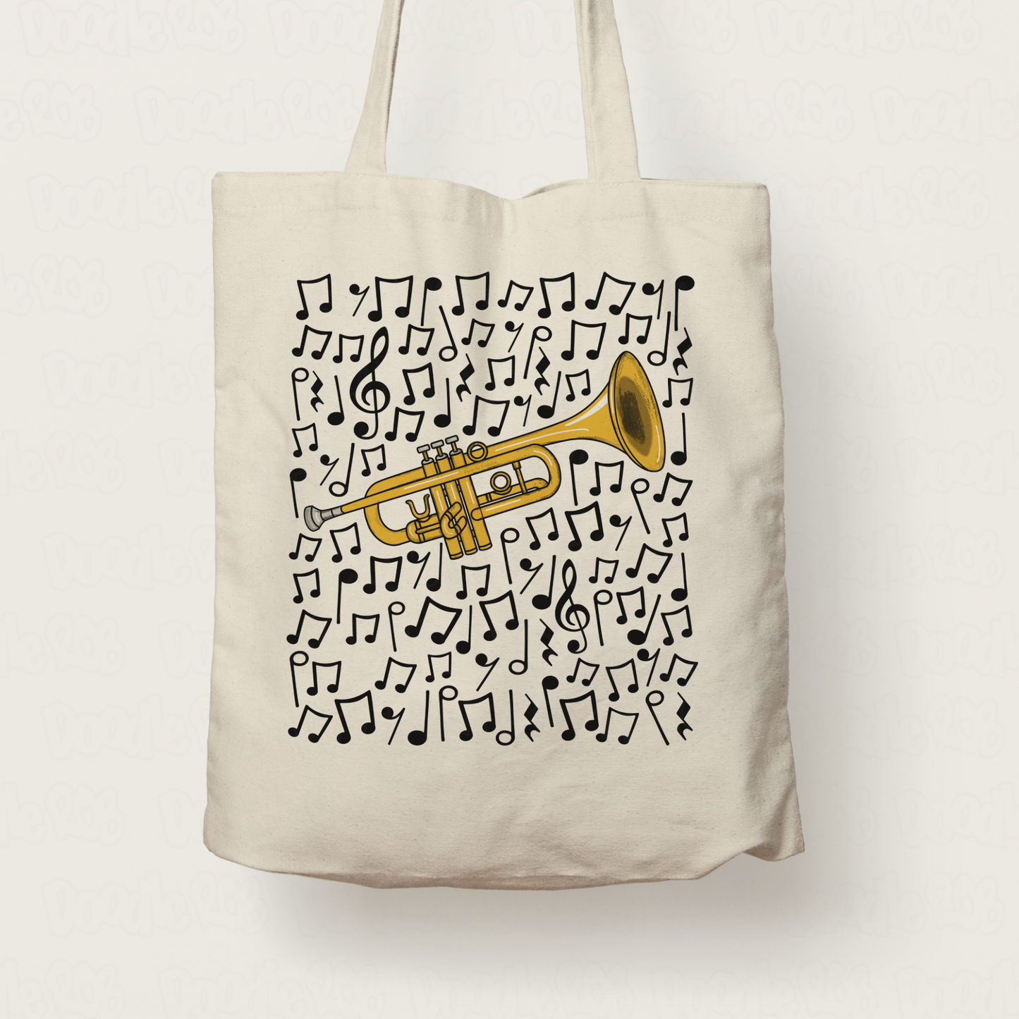 Trumpet Musical Notes Tote Bag - Gift For Trumpeter - Brass Musician Orchestra Gift