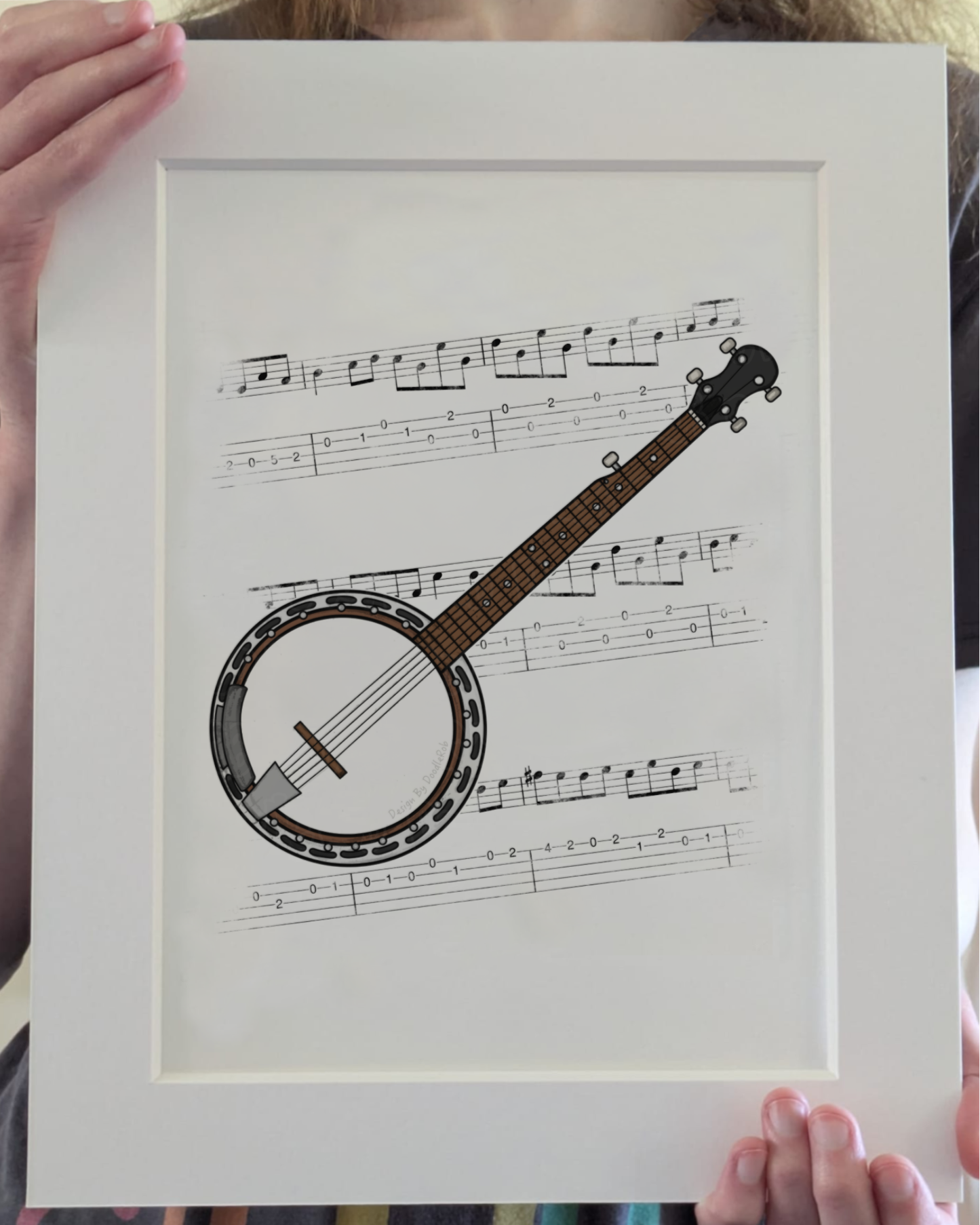 Banjo Music Notation Art Print – Banjoist Home Decor - Musician Wall Art - Music Teacher Gift