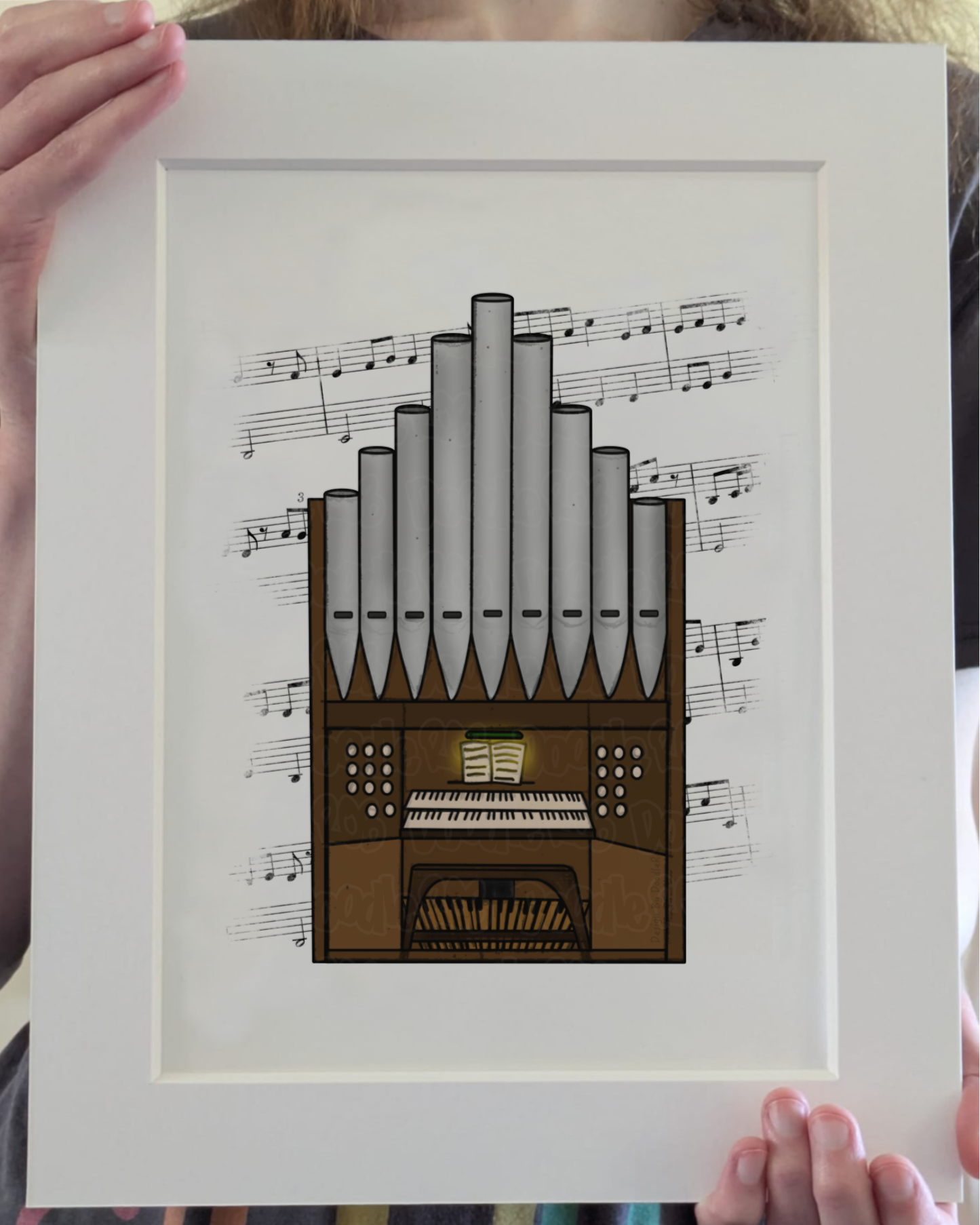 Church Organ Music Notation Art Print – Organist Home Decor – Musician Wall Art - Music Teacher Gift
