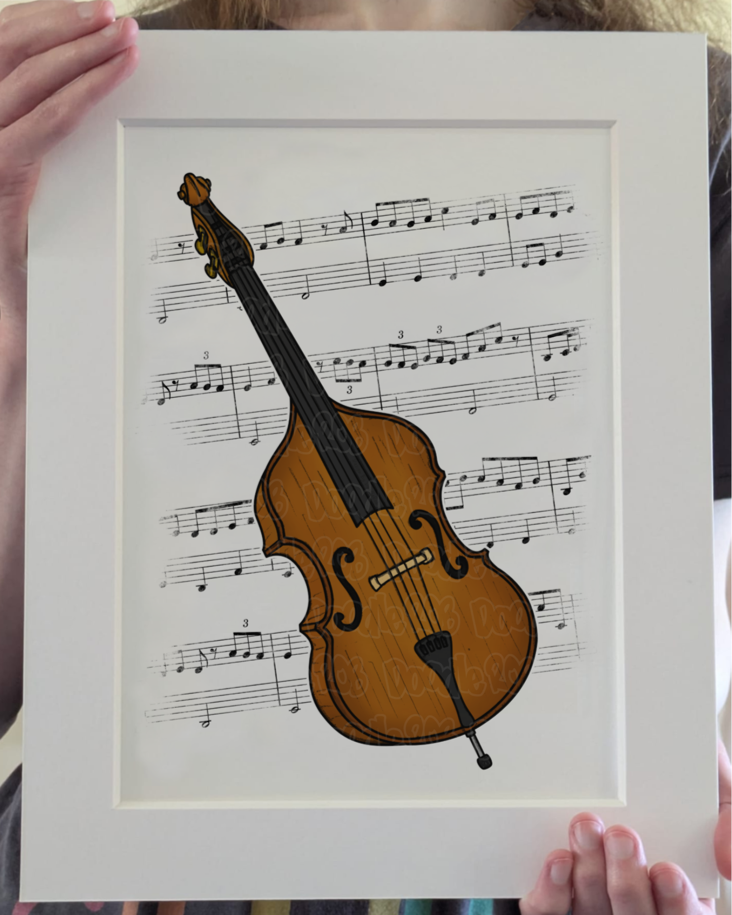 Double Bass Music Notation Art Print – Bassist Home Decor – String Musician Wall Art - Music Teacher Gift