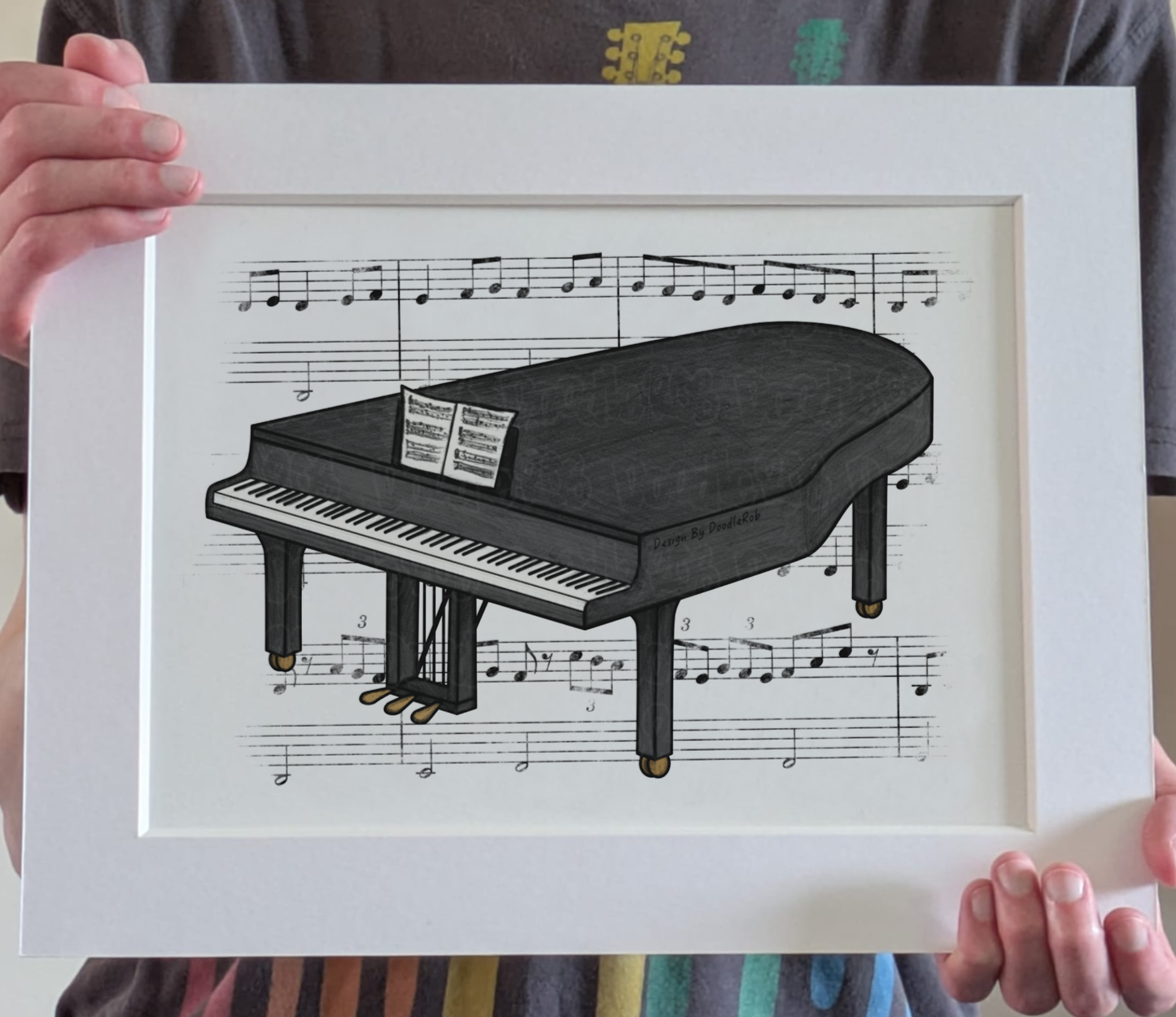 Grand Piano Music Notation Art Print – Pianist Home Decor - Musician Wall Art - Music Teacher Gift
