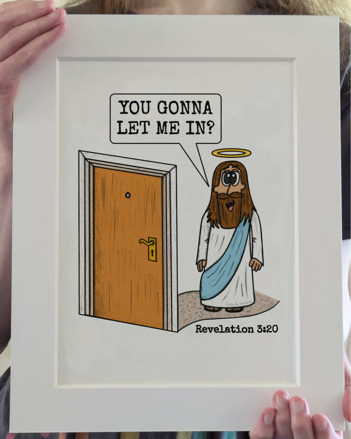 Jesus At The Door Art Print (Wall Art) - You Gonna Let Me In? - Revelation 3:20 - Funny Christian Wall Decor