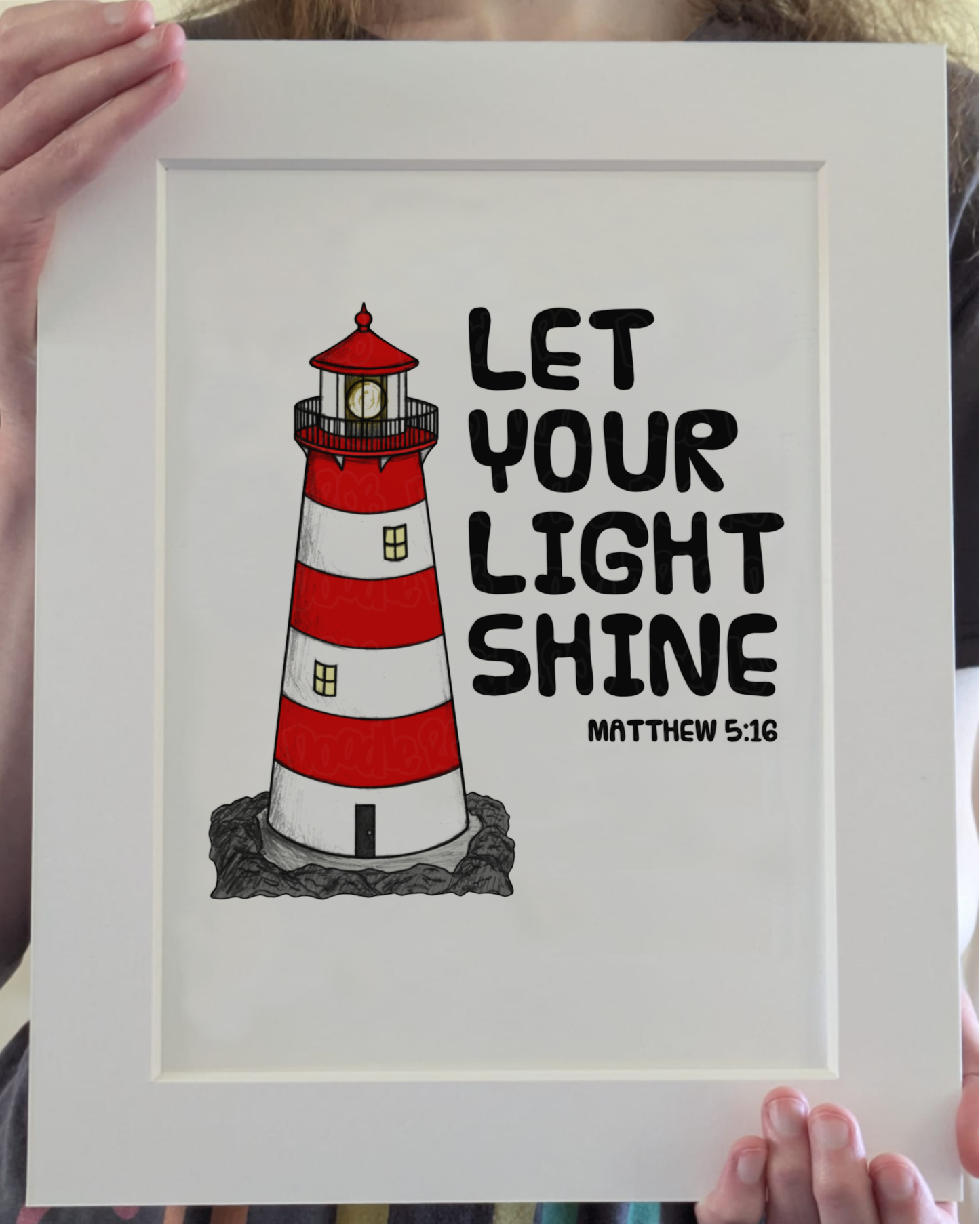 Christian Lighthouse Art Print (Wall Art) - Matthew 5:16 - Church Wall Decor - Gift For Pastor