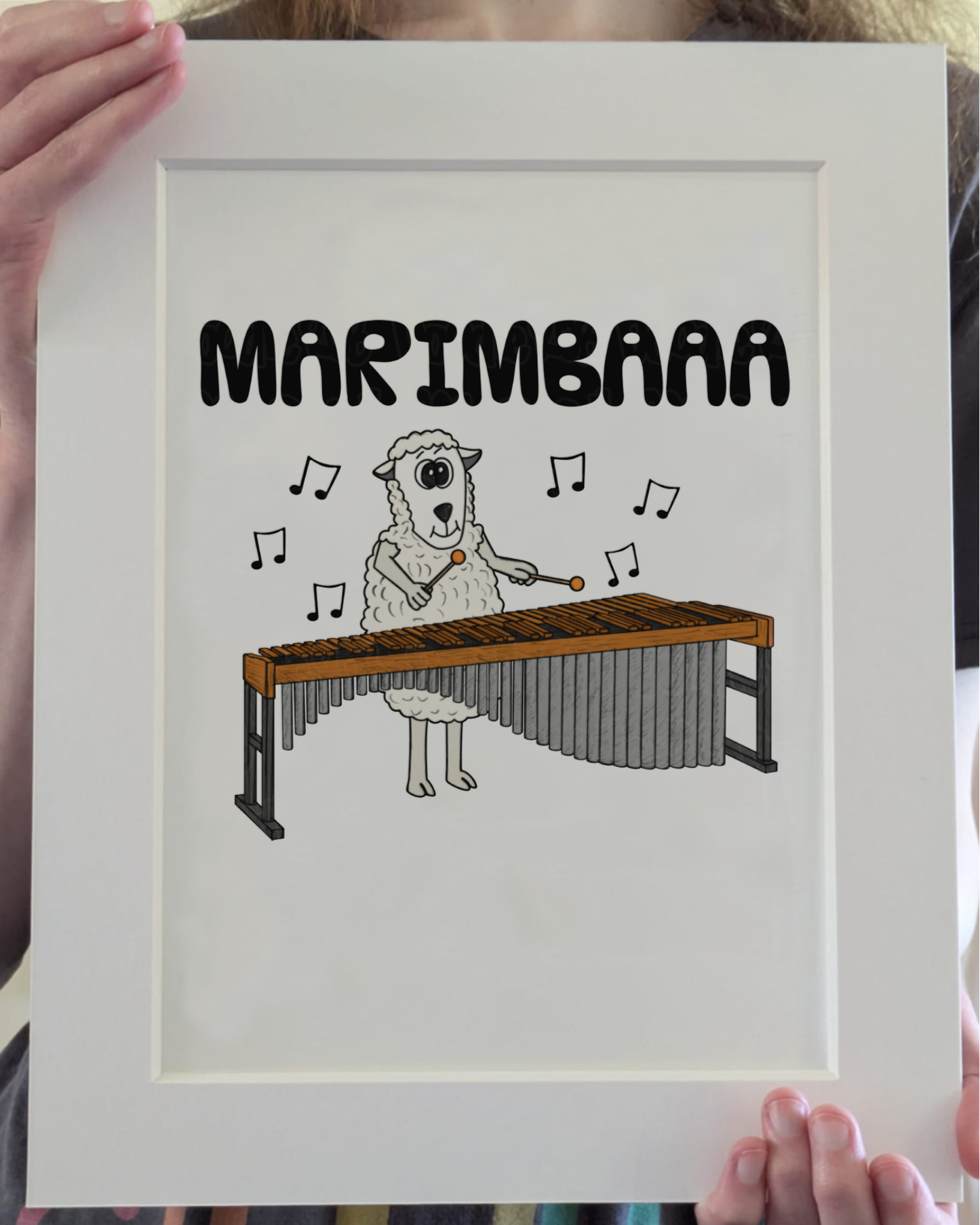 Funny Marimba Art Print (Wall Art) - Sheep Playing Marimba - Percussion Teacher Gift - Musician Decor