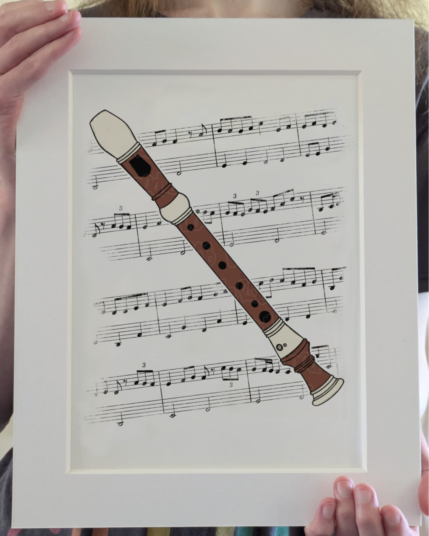 Recorder Music Notation Art Print – Recorderist Home Decor – Woodwind Musician Wall Art - Music Teacher Gift – Music Teacher Gift