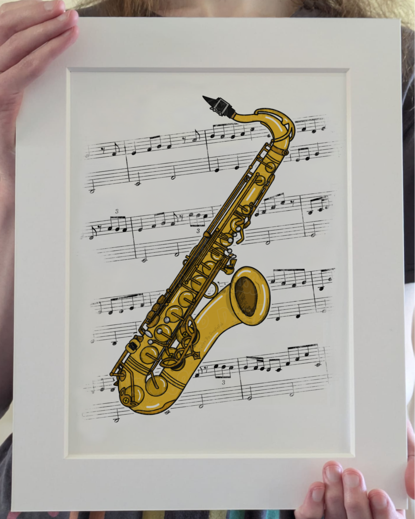 Saxophone Music Notation Art Print – Saxophonist Home Decor – Jazz Musician Wall Art - Music Teacher Gift