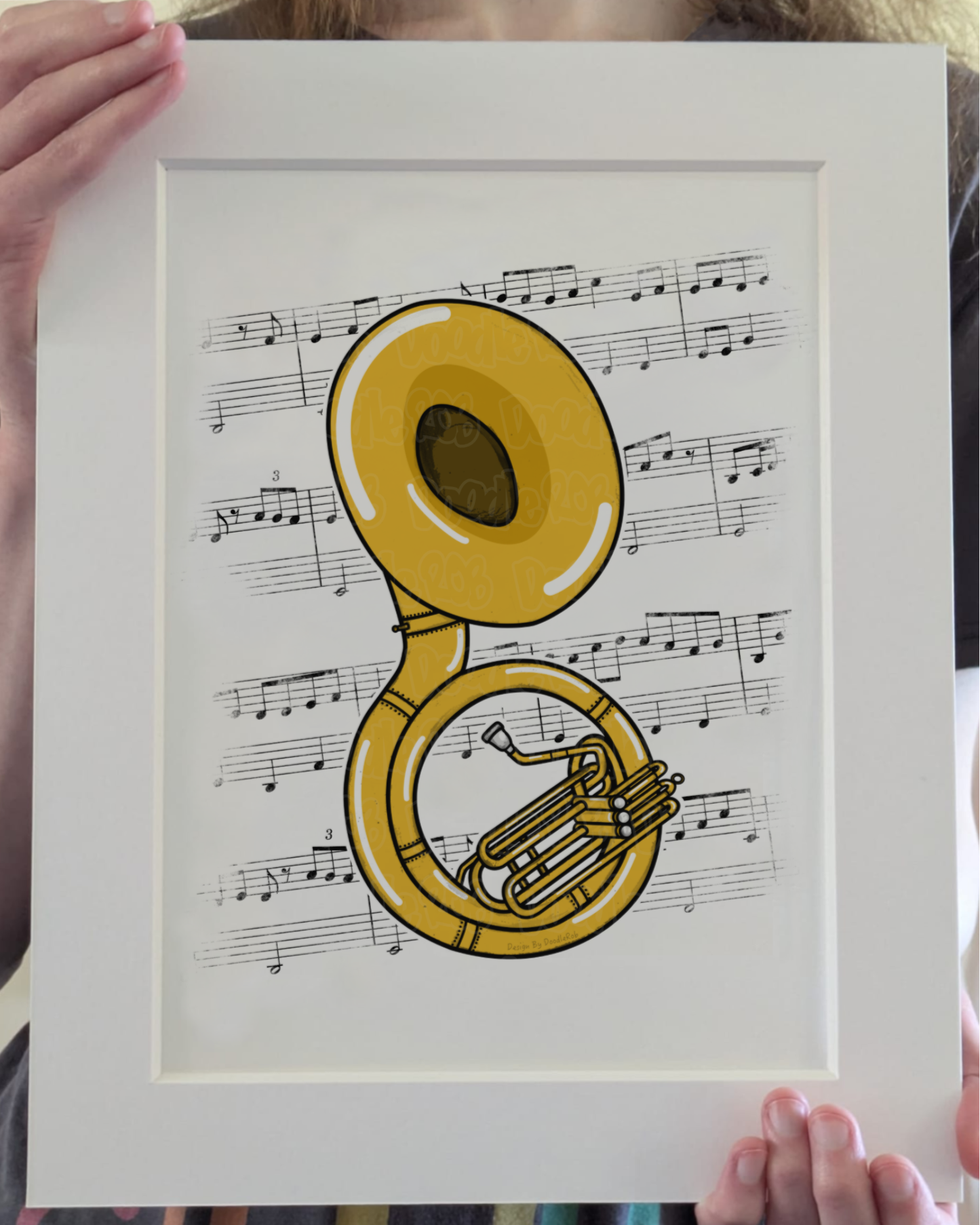 Sousaphone Music Notation Art Print – Sousaphonist Home Decor – Brass Musician Wall Art - Music Teacher Gift