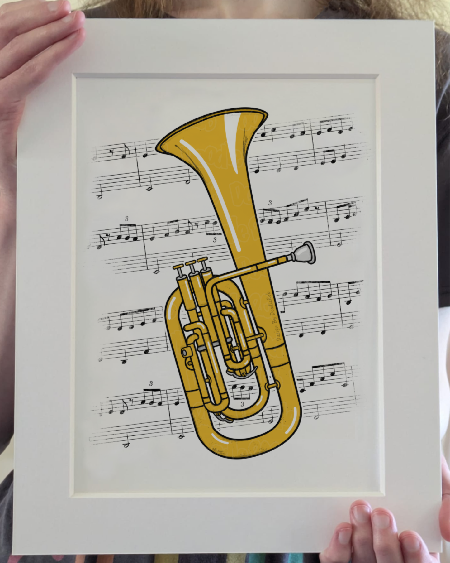 Tenor Horn Music Notation Art Print – Horn Player Home Decor – Brass Musician Wall Art - Music Teacher Gift