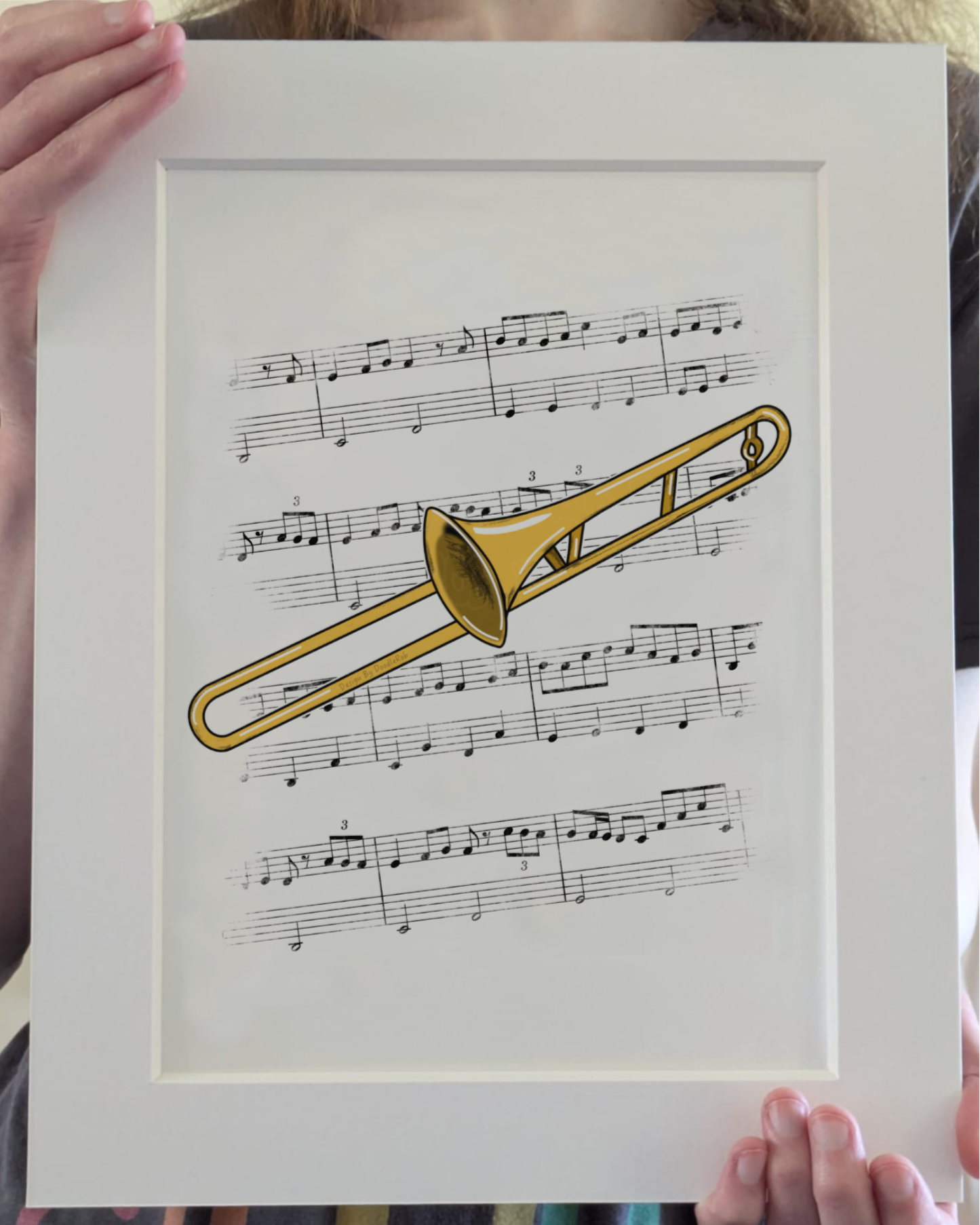 Trombone Music Notation Art Print – Trombonist Home Decor – Brass Musician Wall Art - Music Teacher Gift