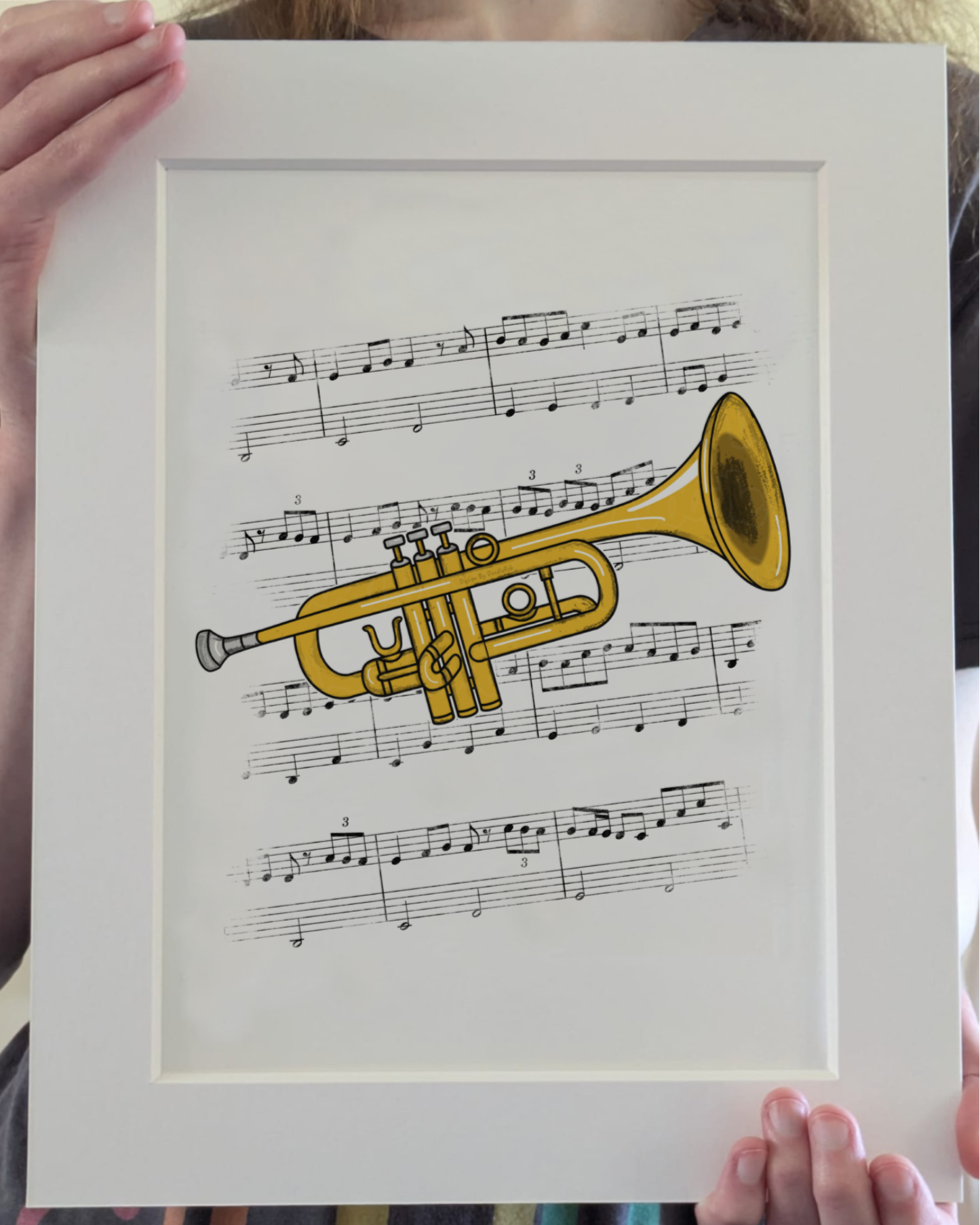 Trumpet Music Notation Art Print – Trumpeter Home Decor – Brass Musician Wall Art - Music Teacher Gift