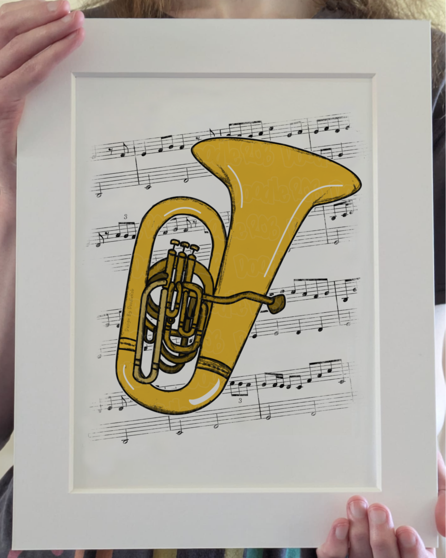 Tuba Music Notation Art Print – Tubaist Home Decor – Brass Musician Wall Art - Music Teacher Gift