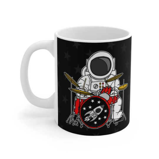 Funny Drummer Mug - Astronaut Playing Drums - Drum Teacher Gift